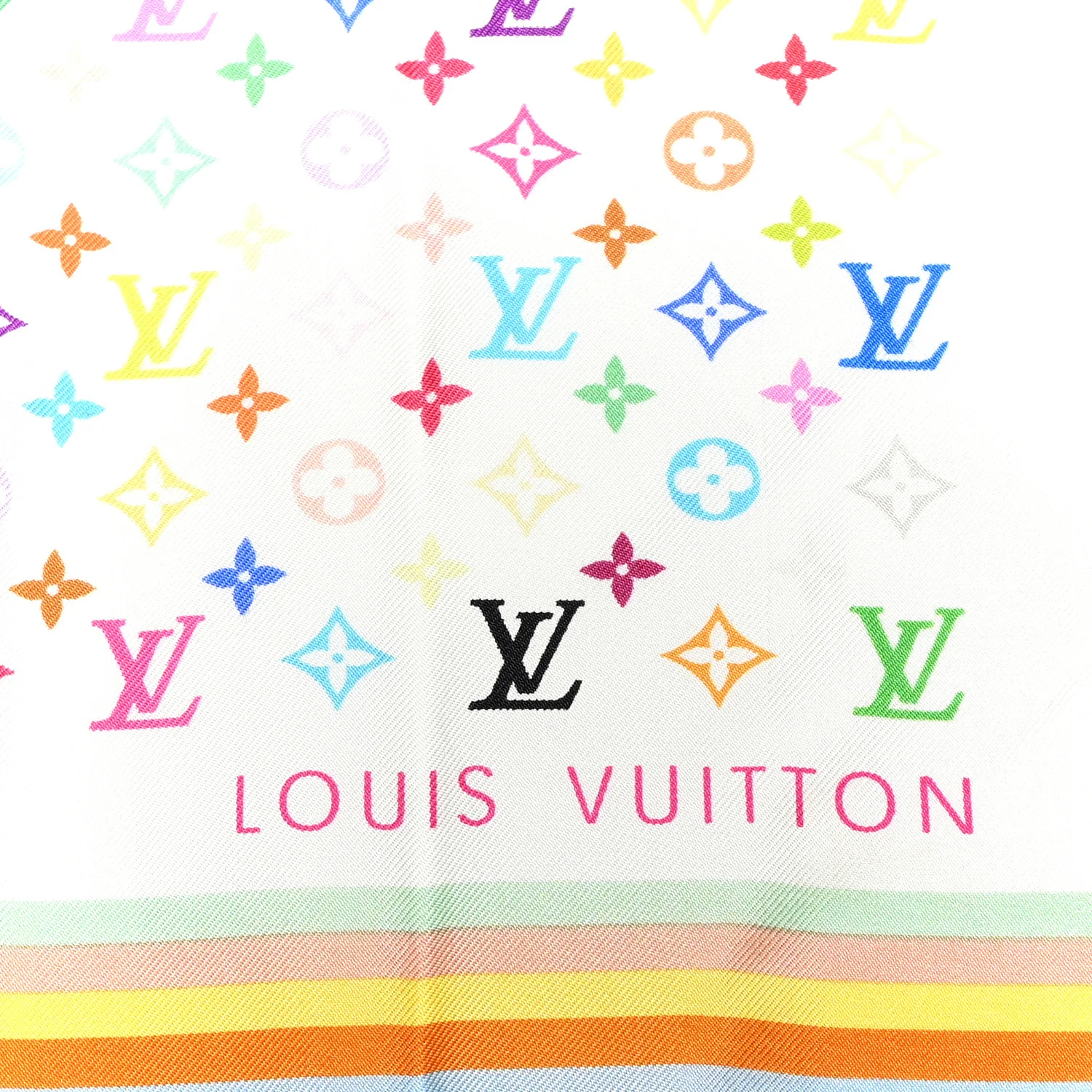 Silk Monogram Multicolor Scarf White - Image 4