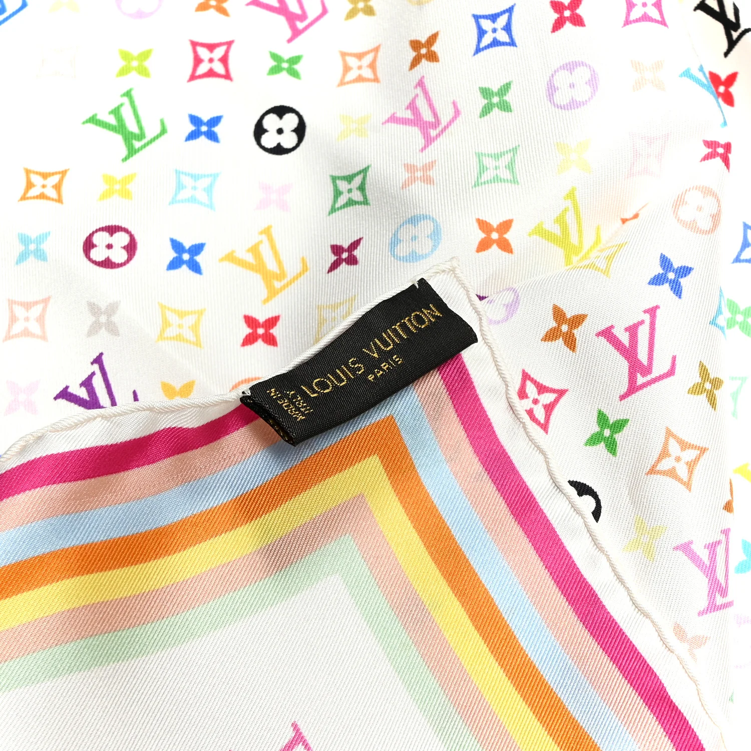 Silk Monogram Multicolor Scarf White - Image 5