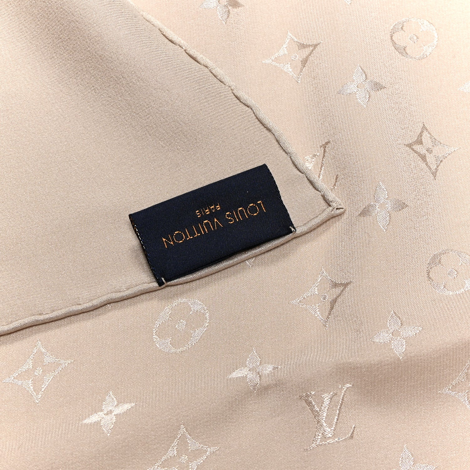 Silk Monogram Shawl Beige - Image 3