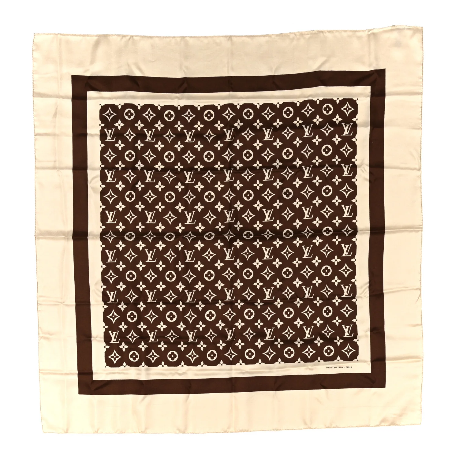 Silk Monogram Square Scarf Beige Brown - Image 2