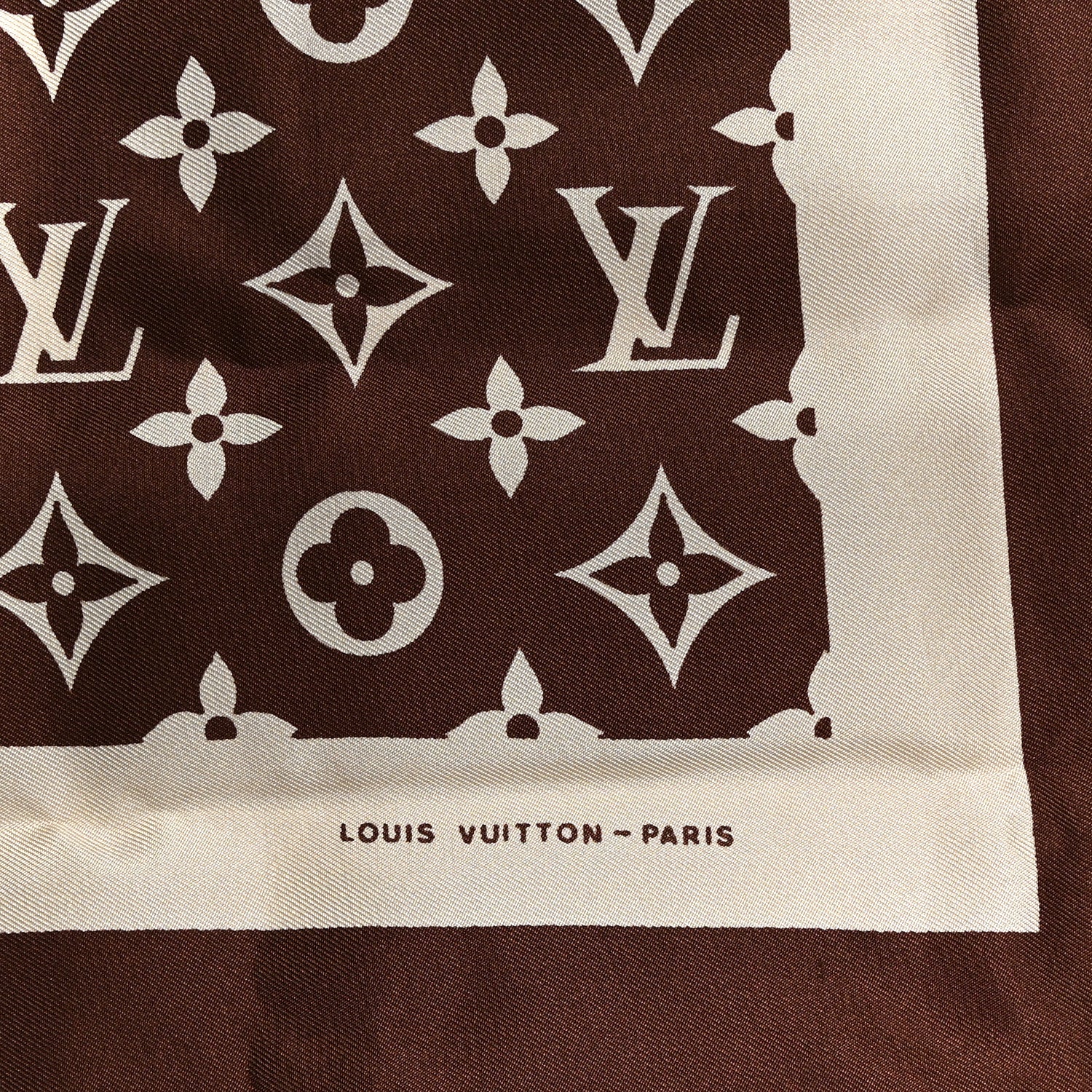 Silk Monogram Square Scarf Beige Brown - Image 3