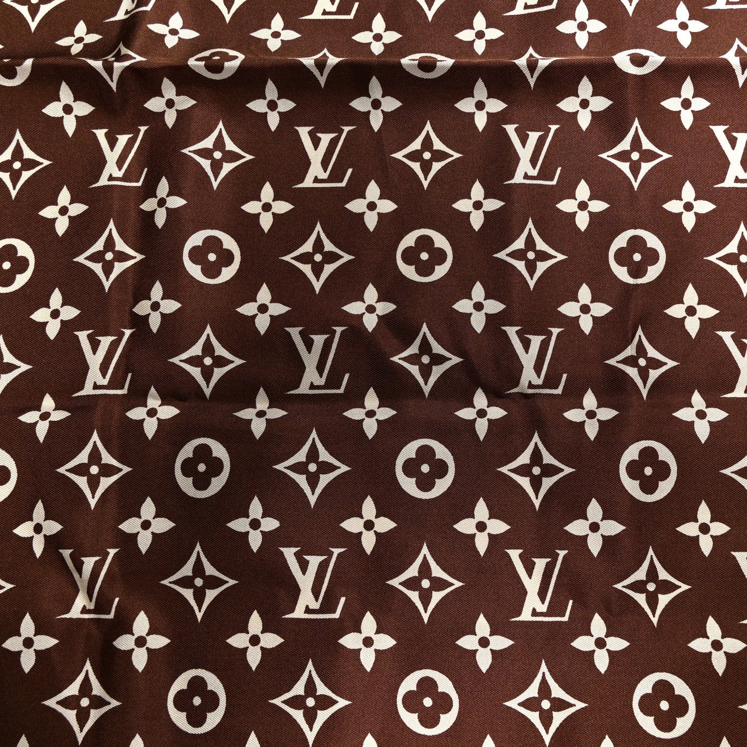 Silk Monogram Square Scarf Beige Brown - Image 7