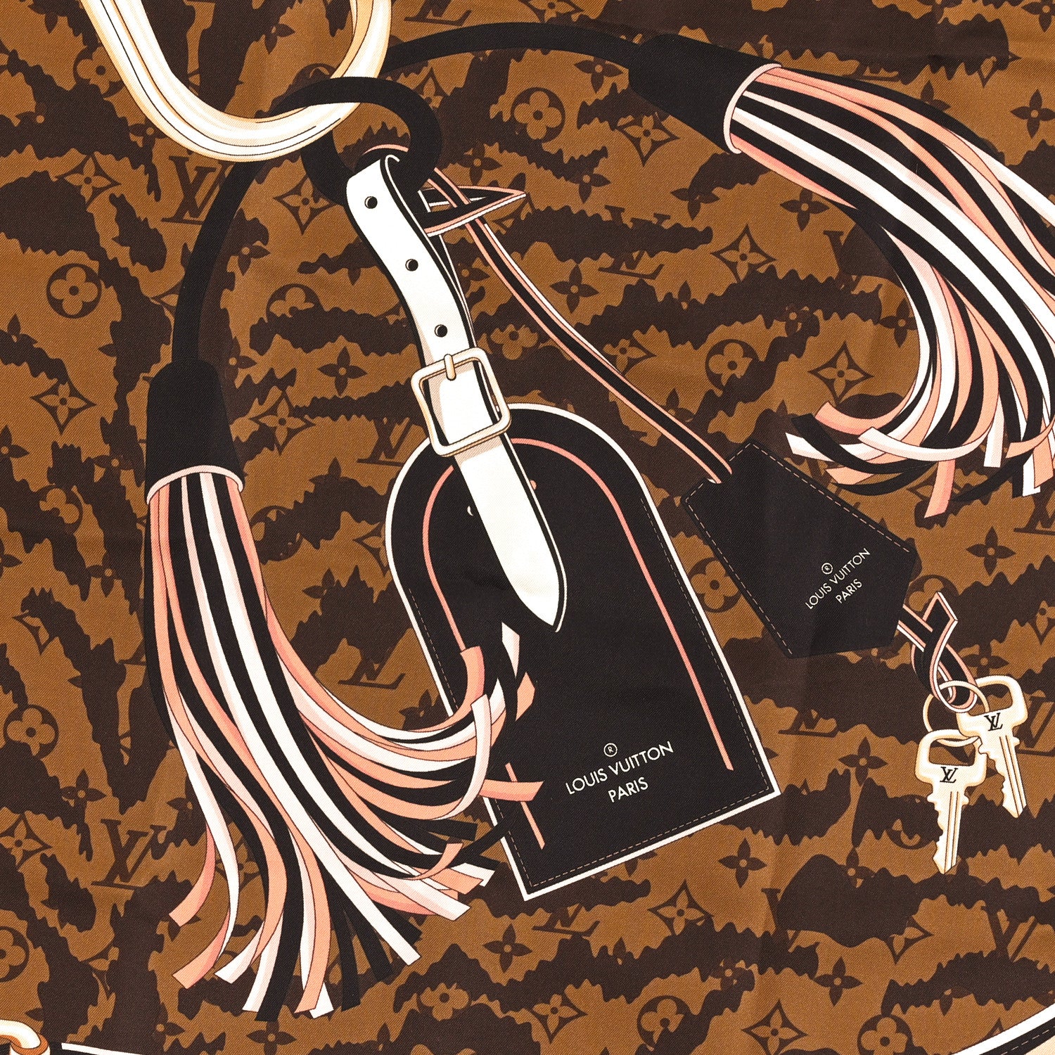 Silk Monogram Tigergram Square Scarf 90 Brown - Image 2