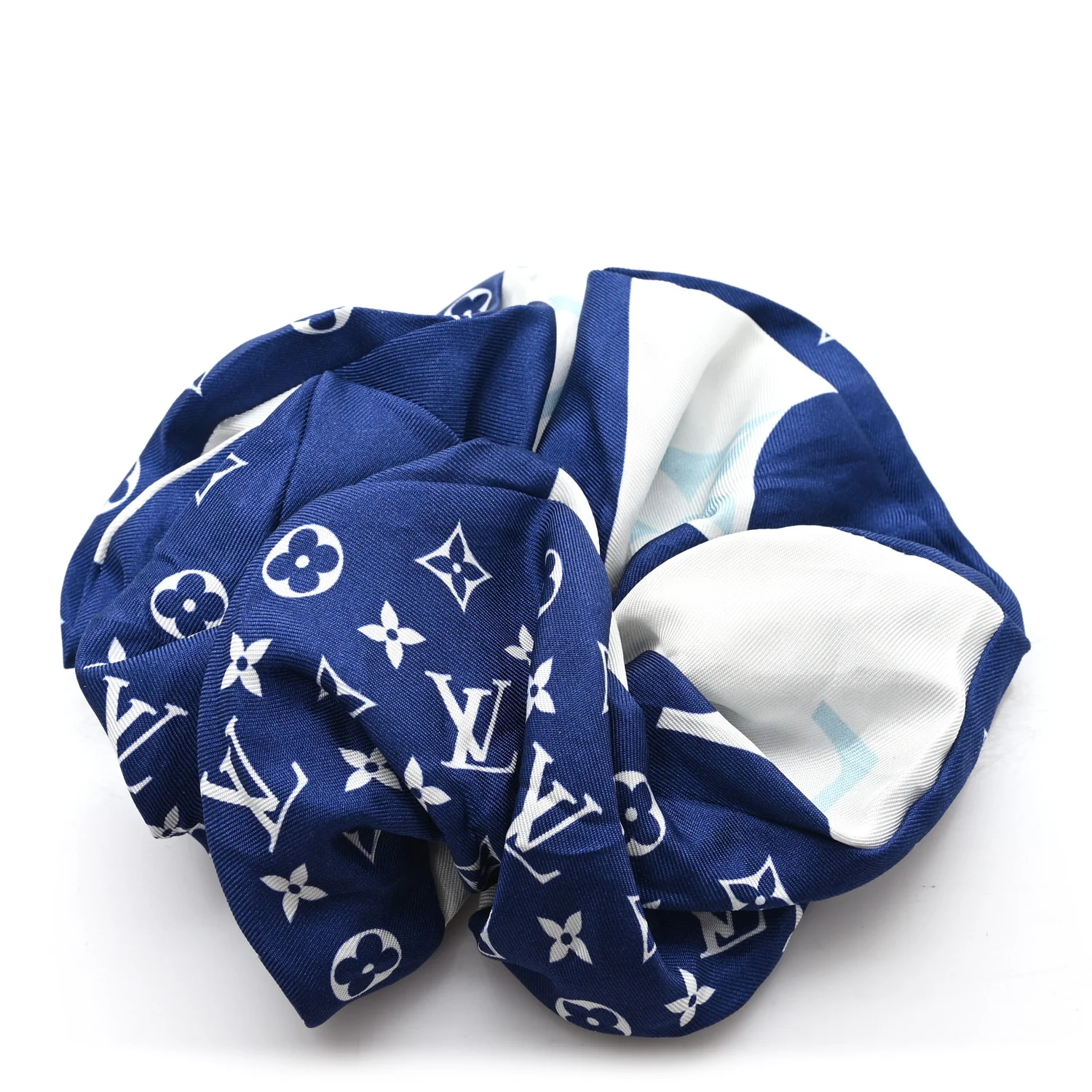 Silk Parasol Trop Chou Scrunchie Bleu