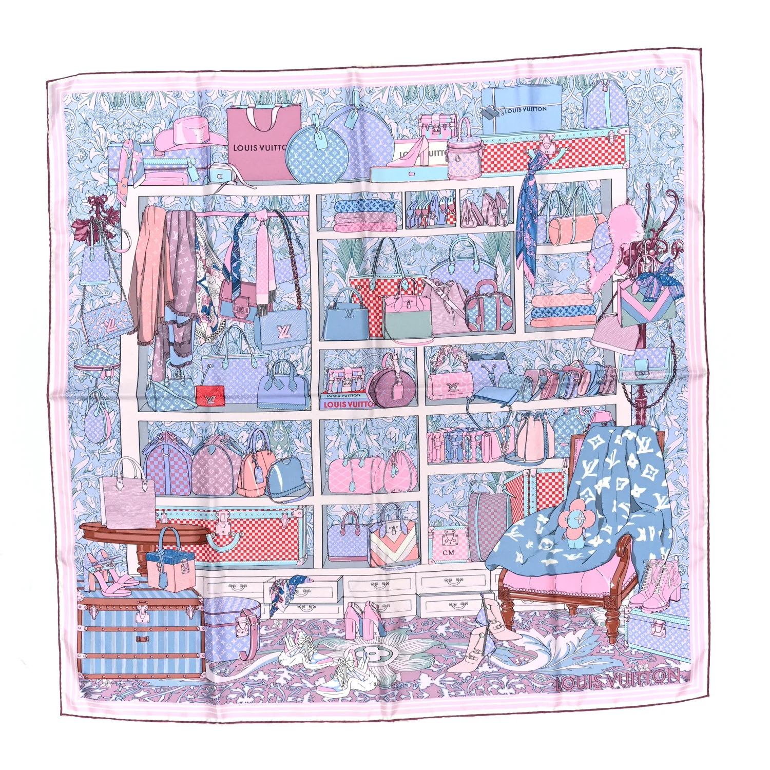 Silk Prive Square Scarf Pink Multicolor