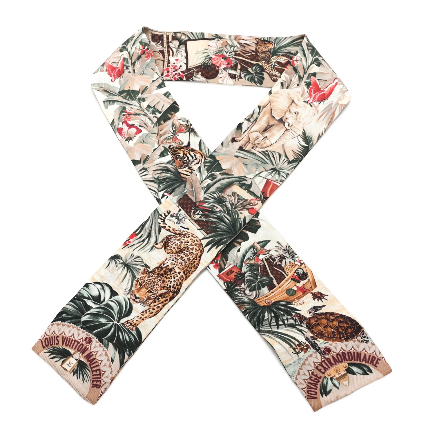 Silk Voyage Extraordinaire Bandeau Scarf Beige