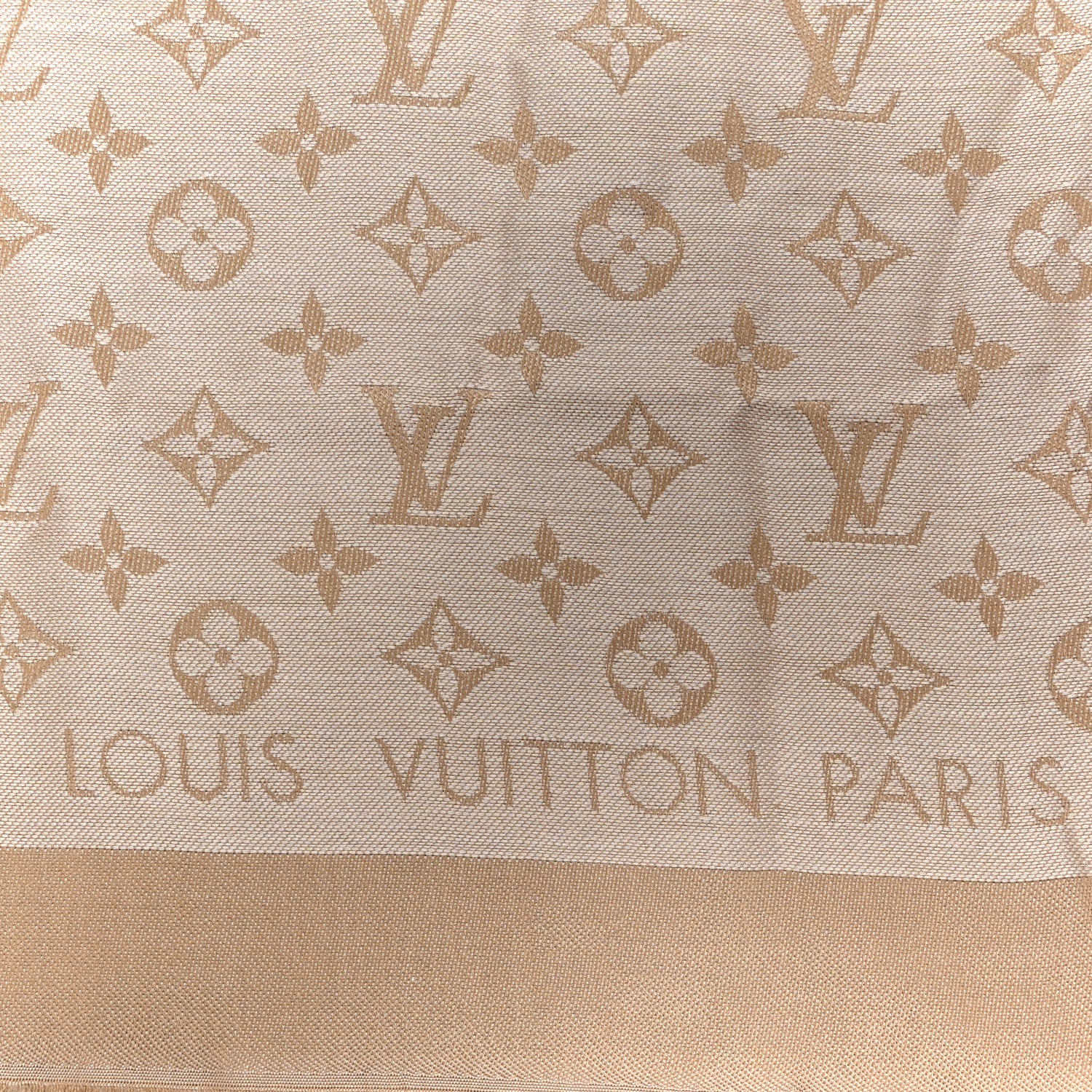 Silk Wool Monogram Denim Shawl  Beige Rose - Image 3