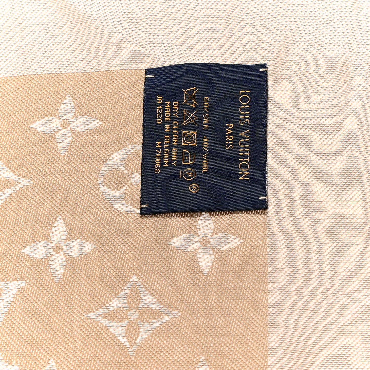 Silk Wool Monogram Denim Shawl  Beige Rose - Image 5