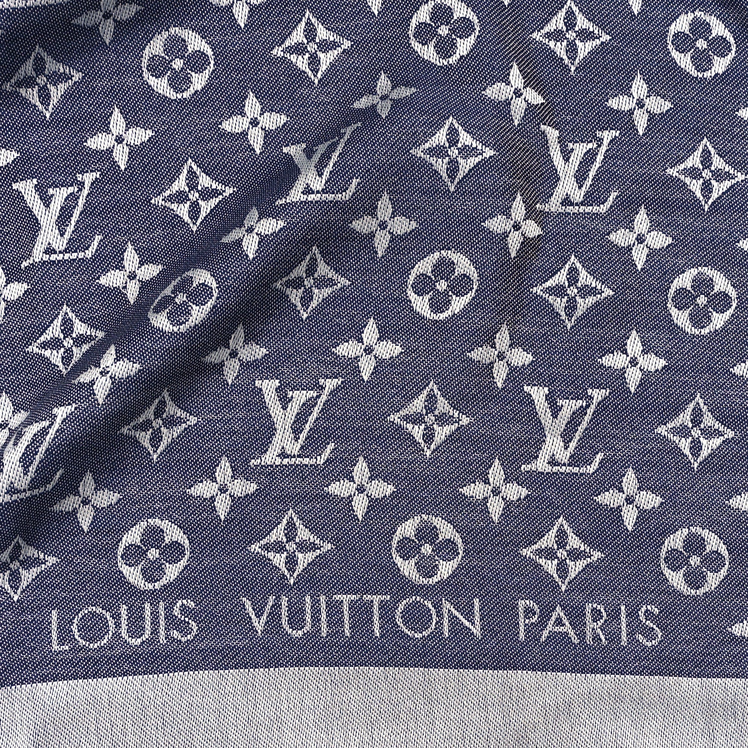 Silk Wool Monogram Denim Shawl Blue - Image 2