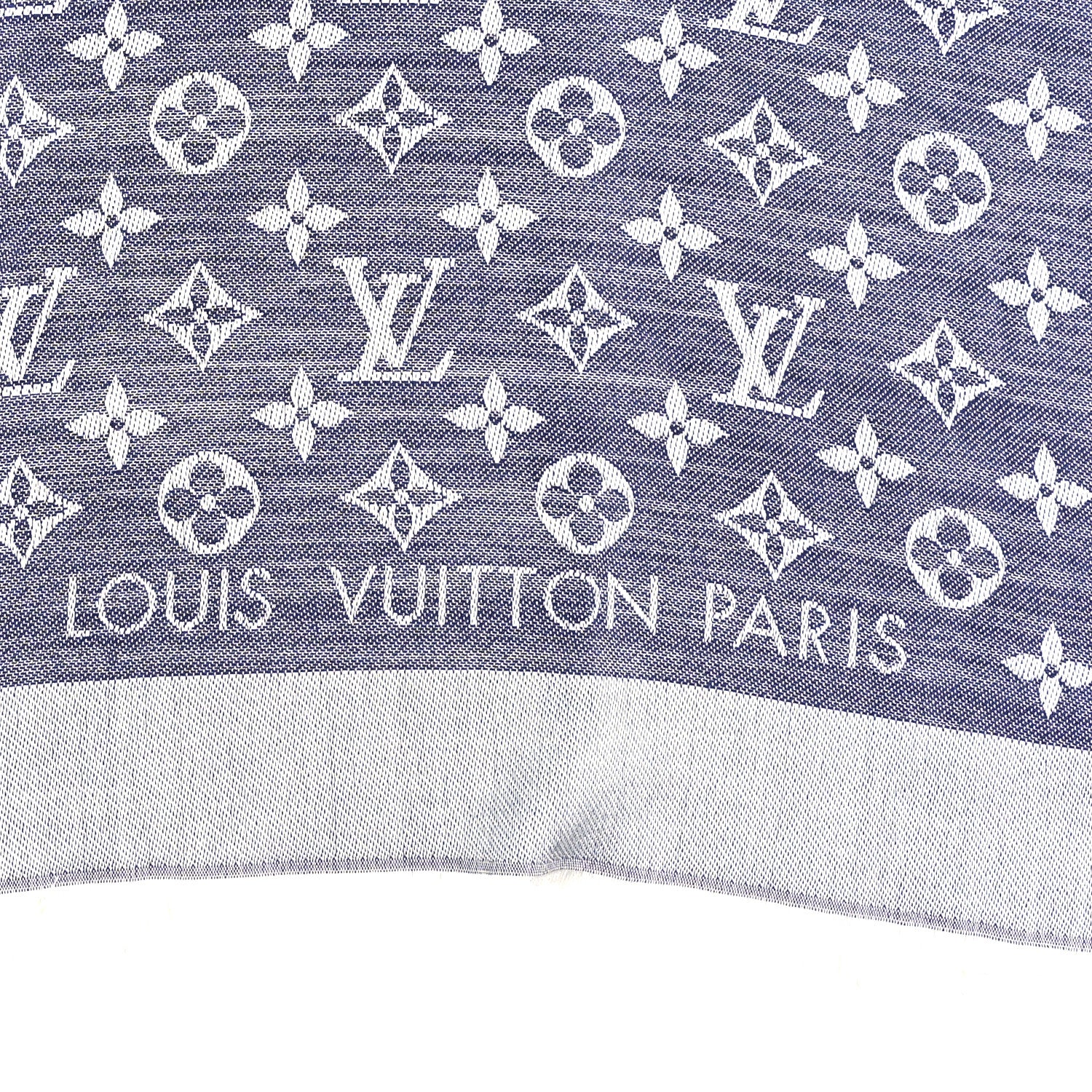 Silk Wool Monogram Denim Shawl Blue - Image 4