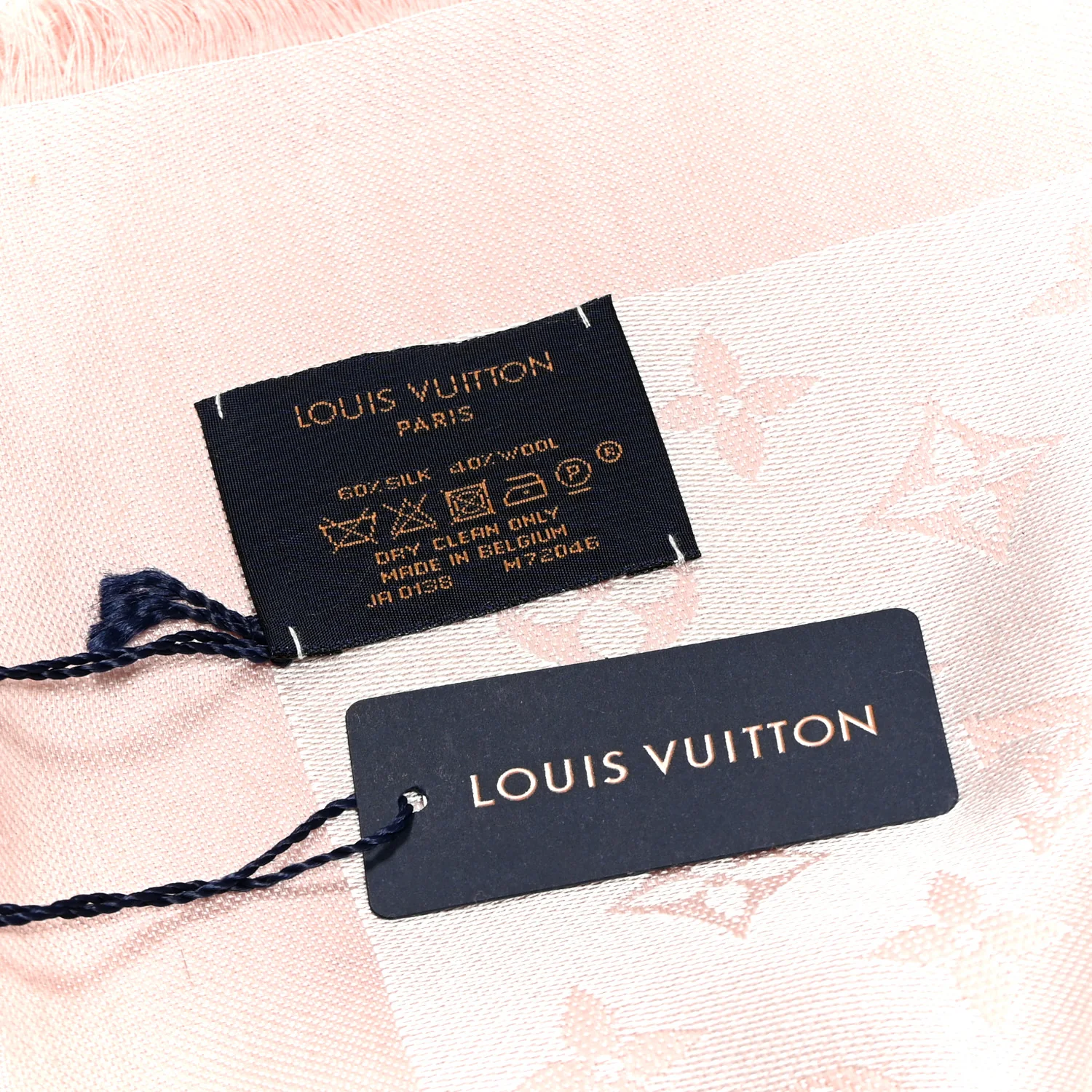 Silk Wool Monogram Denim Shawl Rose - Image 6