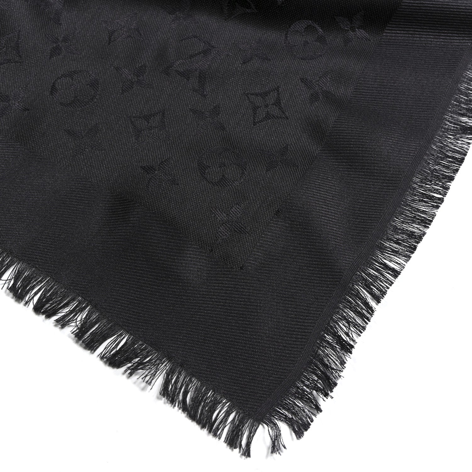 Silk Wool Monogram Shawl Ardoise - Image 4