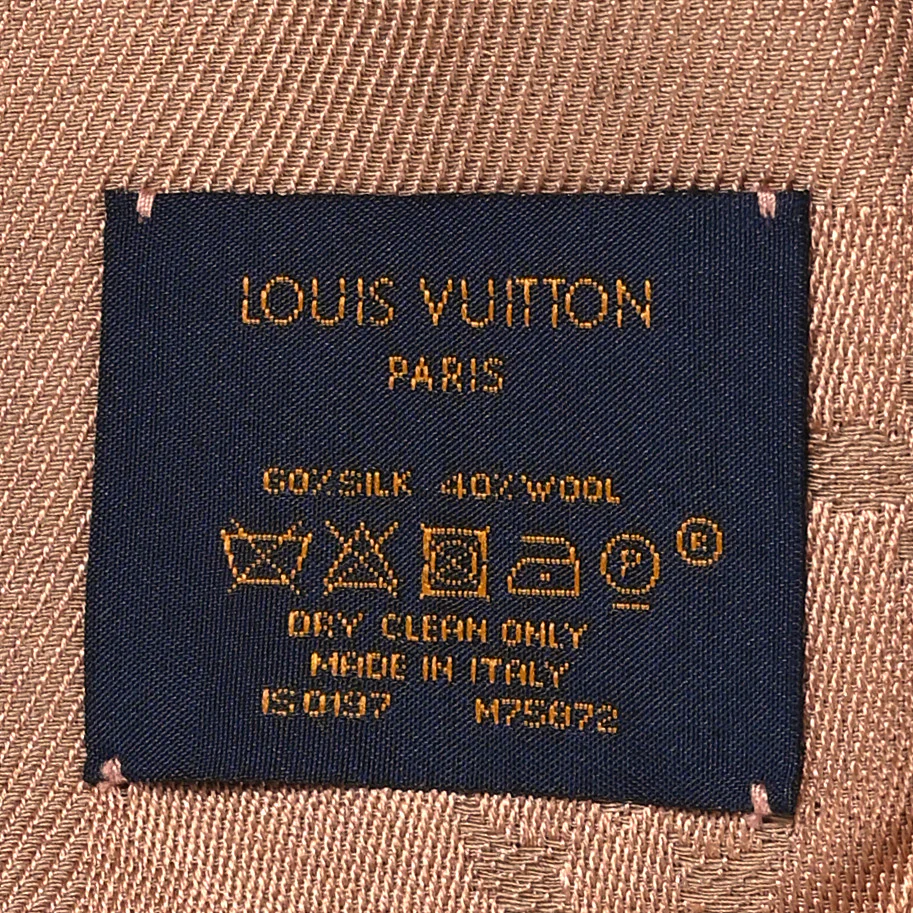Silk Wool Monogram Shawl Cappuccino - Image 3