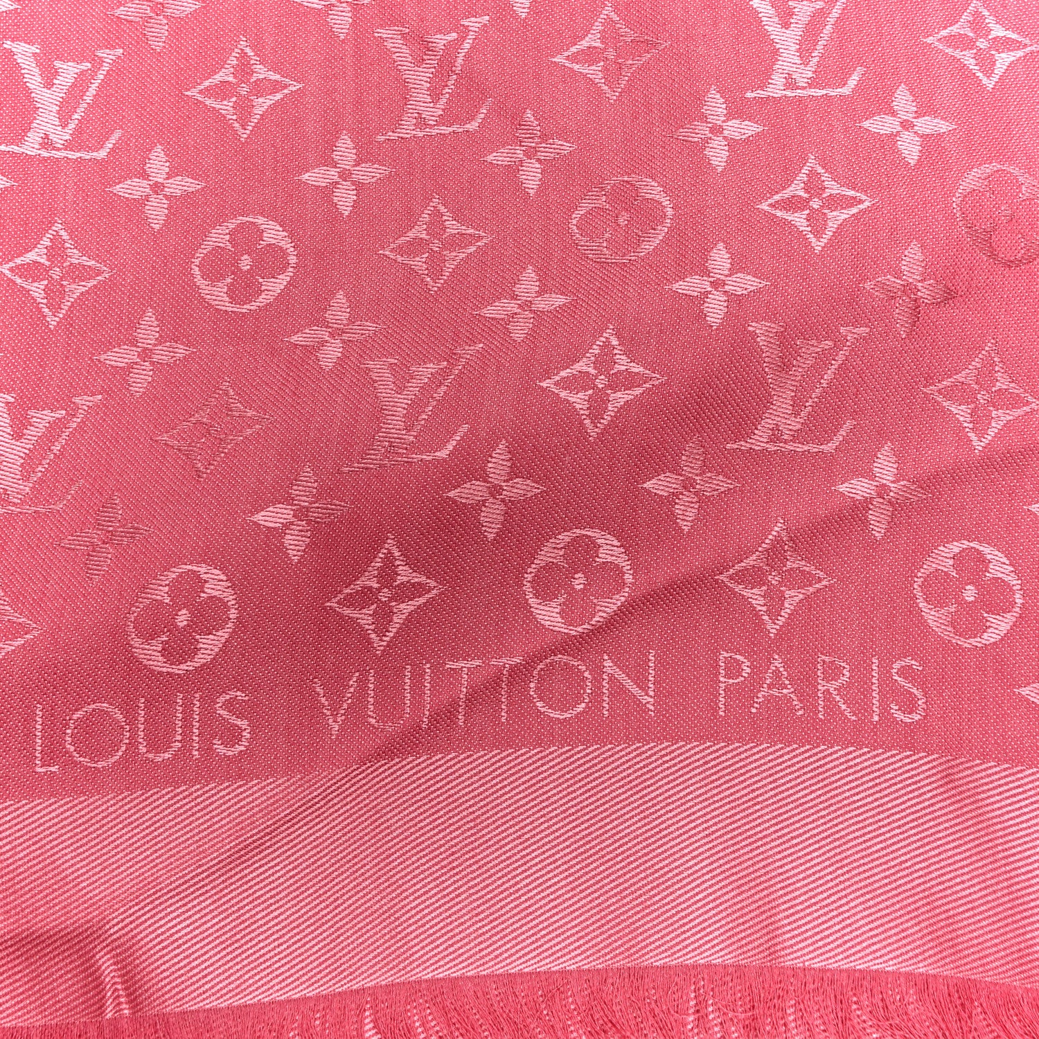 Silk Wool Monogram Shawl Fuschia - Image 2