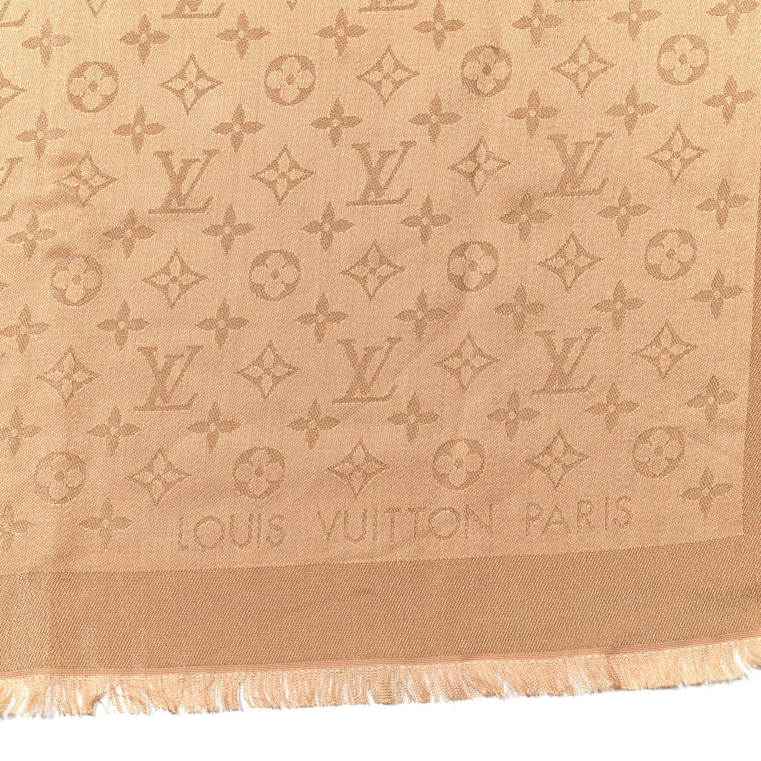 Silk Wool Monogram Shine Shawl Caramel - Image 3