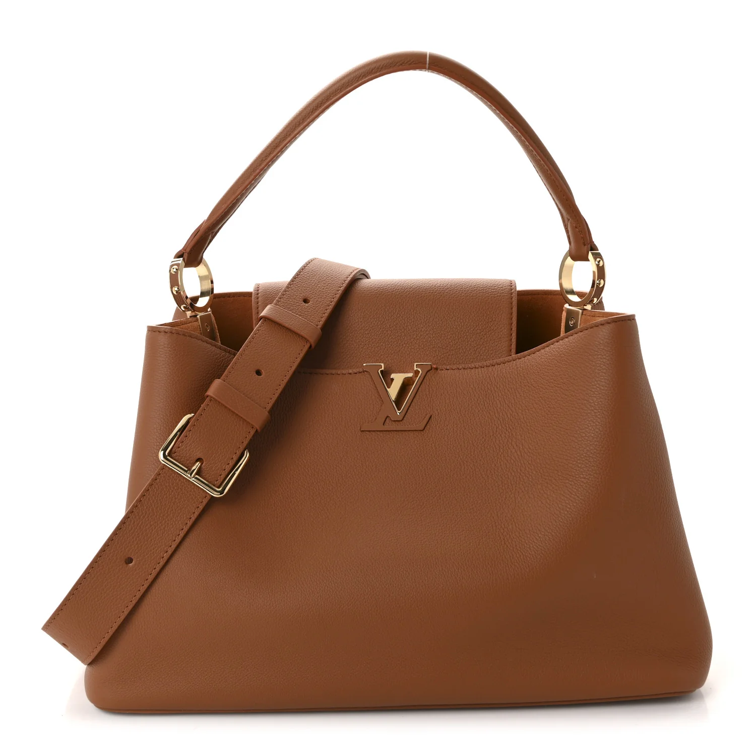 Smooth Grained Calfskin Capucines GM Souple Cognac