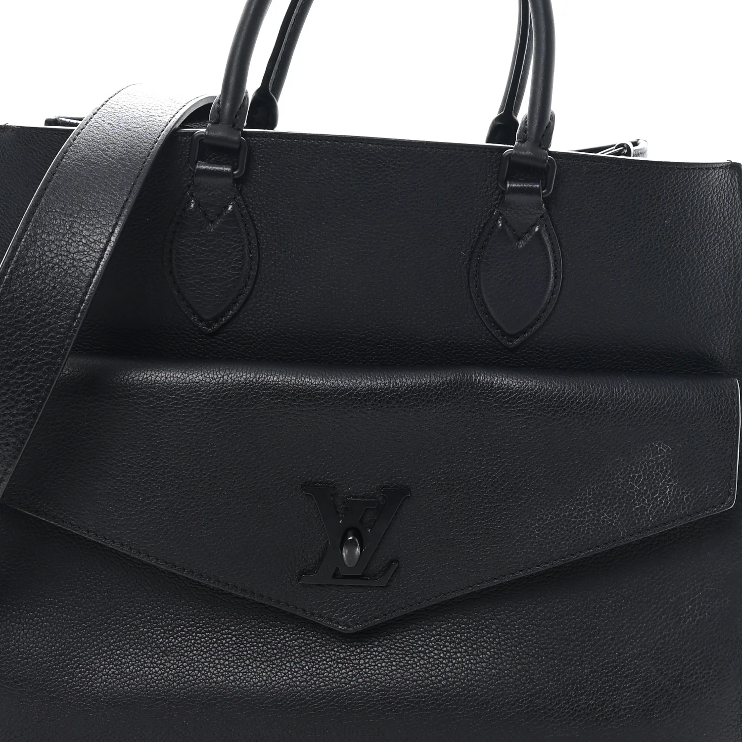 Soft Calfskin Lockme Tote MM Black - Image 7