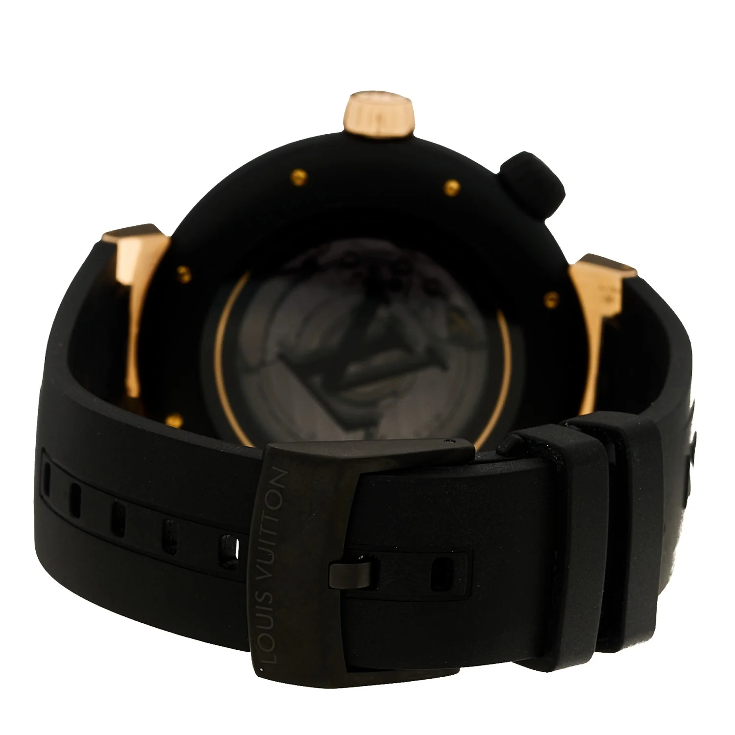 Stainless Steel 18K Rose Gold Rubber 44mm Tambour Street Diver Automatic Watch Black - Image 3