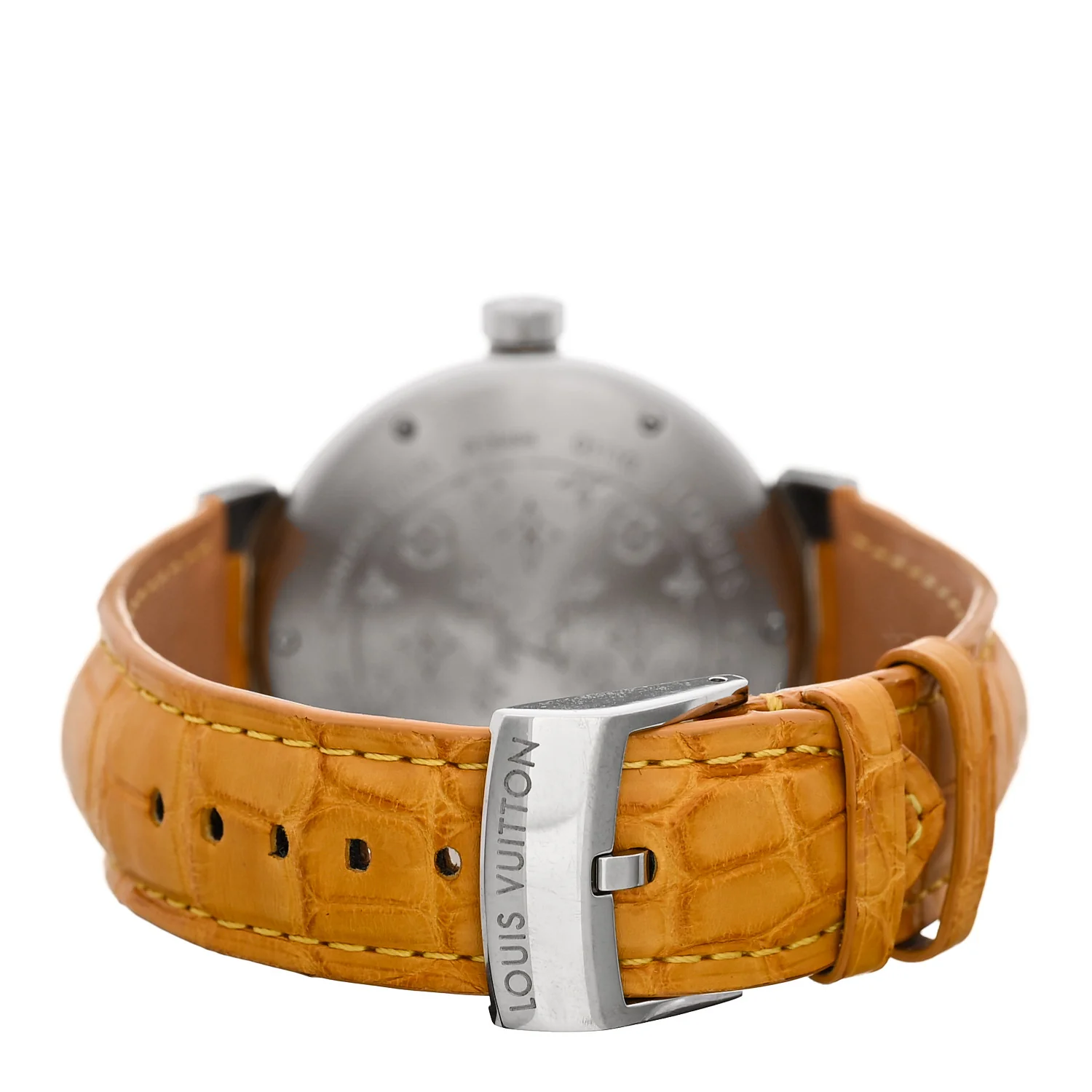 Stainless Steel Alligator Diamond 39mm Tambour Quartz Watch Brown - Image 3