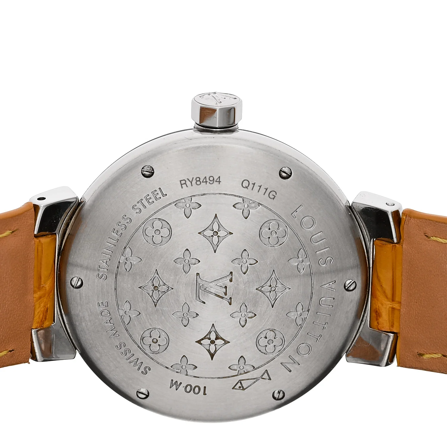 Stainless Steel Alligator Diamond 39mm Tambour Quartz Watch Brown - Image 4