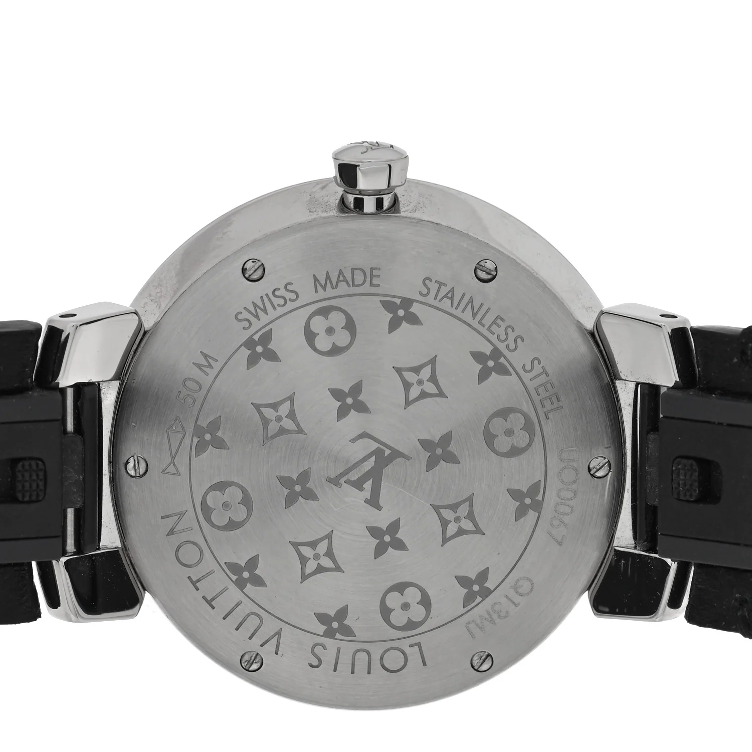 Stainless Steel Epi Diamond 33mm Tambour Slim Quartz Watch Black - Image 4