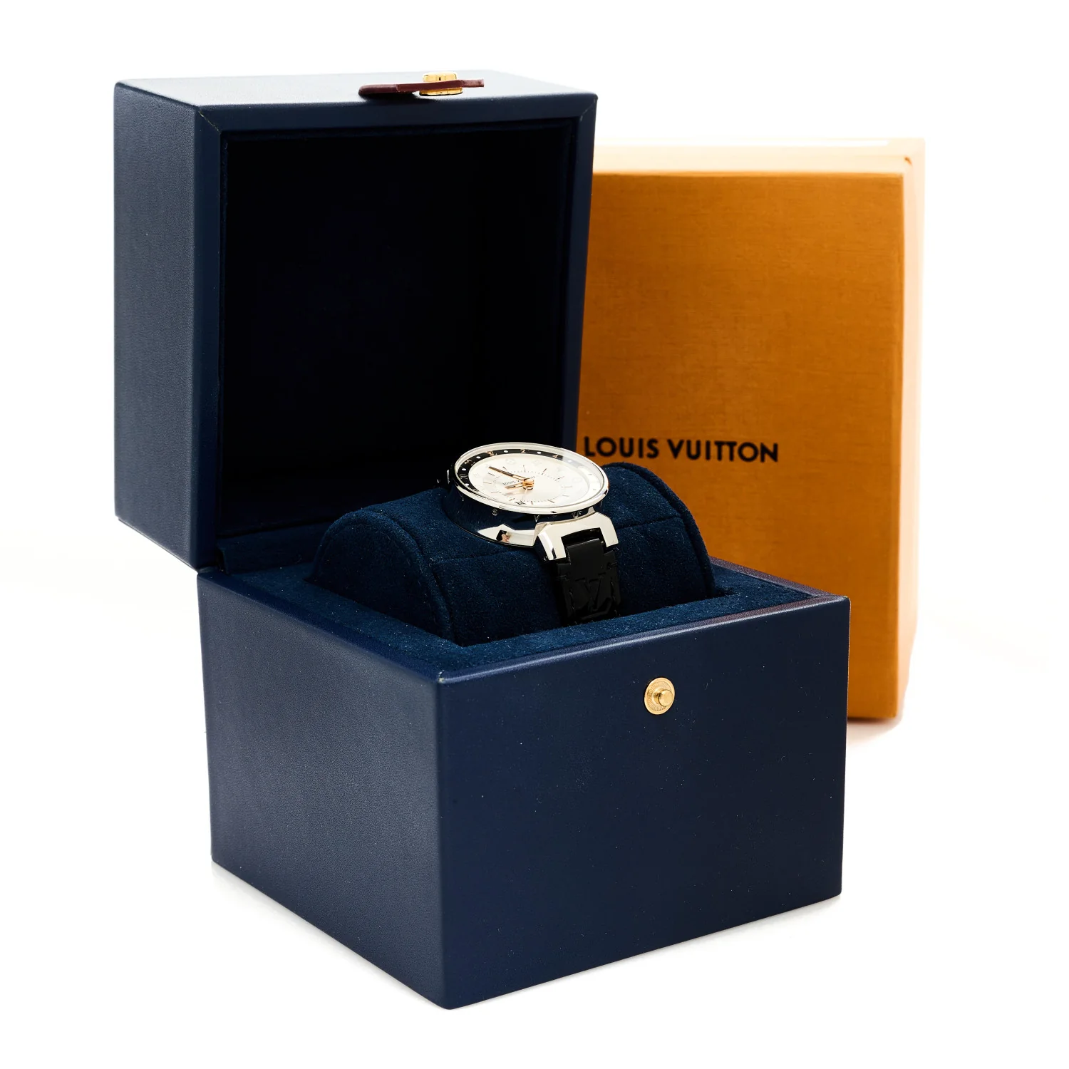 Stainless Steel Monogram 35mm Tambour Moon Dual Time Quartz Watch Silver - Image 6