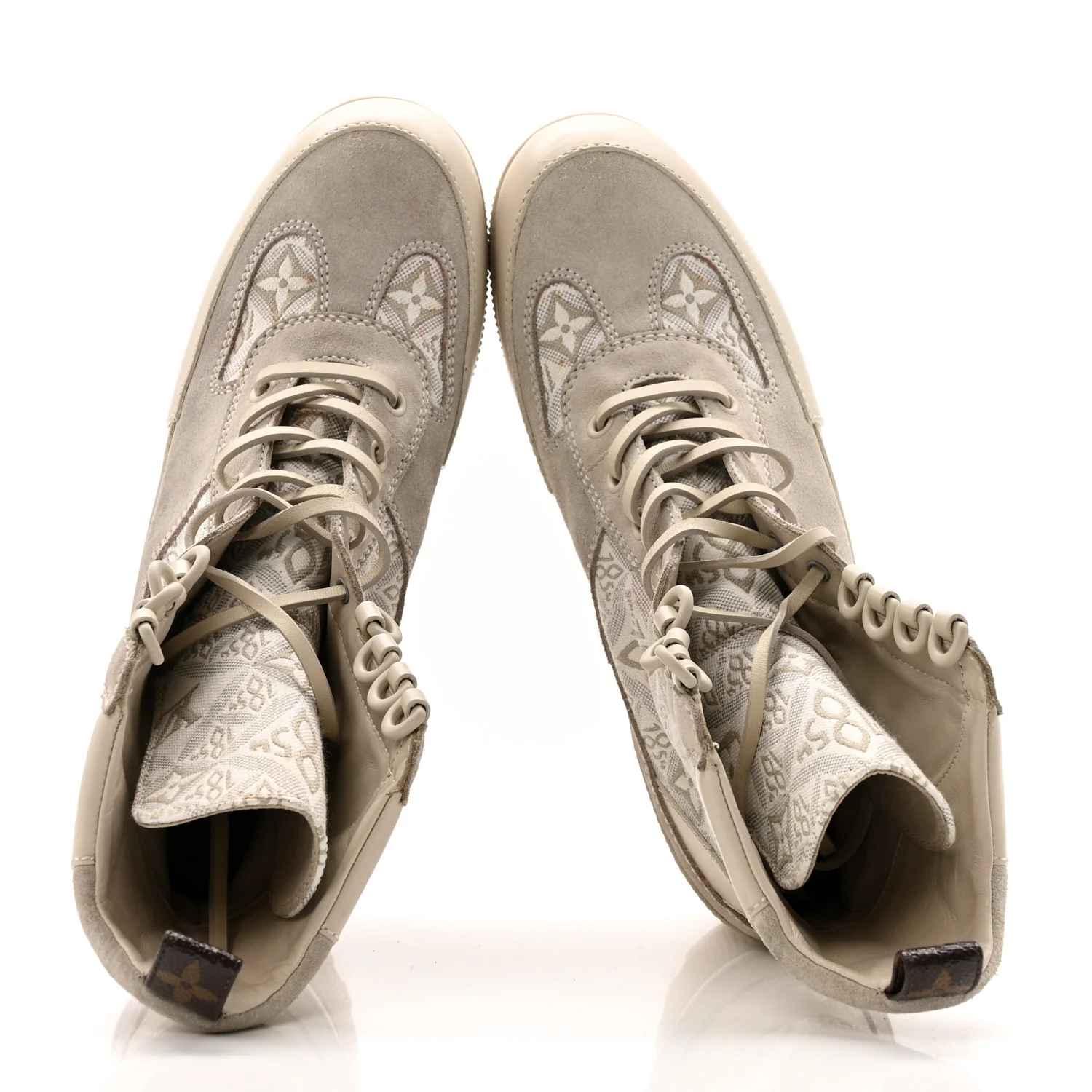 Suede Calfskin Jacquard Since 1854 Laureate Platform Desert Boots 37.5 Beige - Image 2