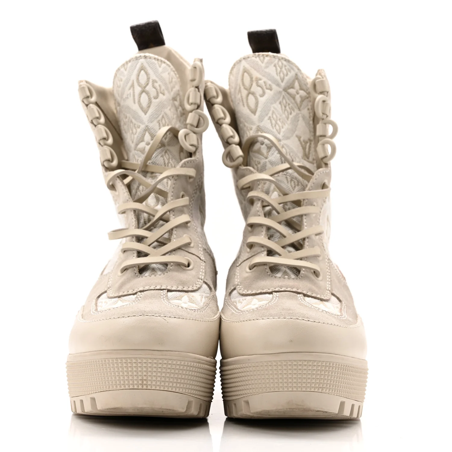 Suede Calfskin Jacquard Since 1854 Laureate Platform Desert Boots 37.5 Beige - Image 3