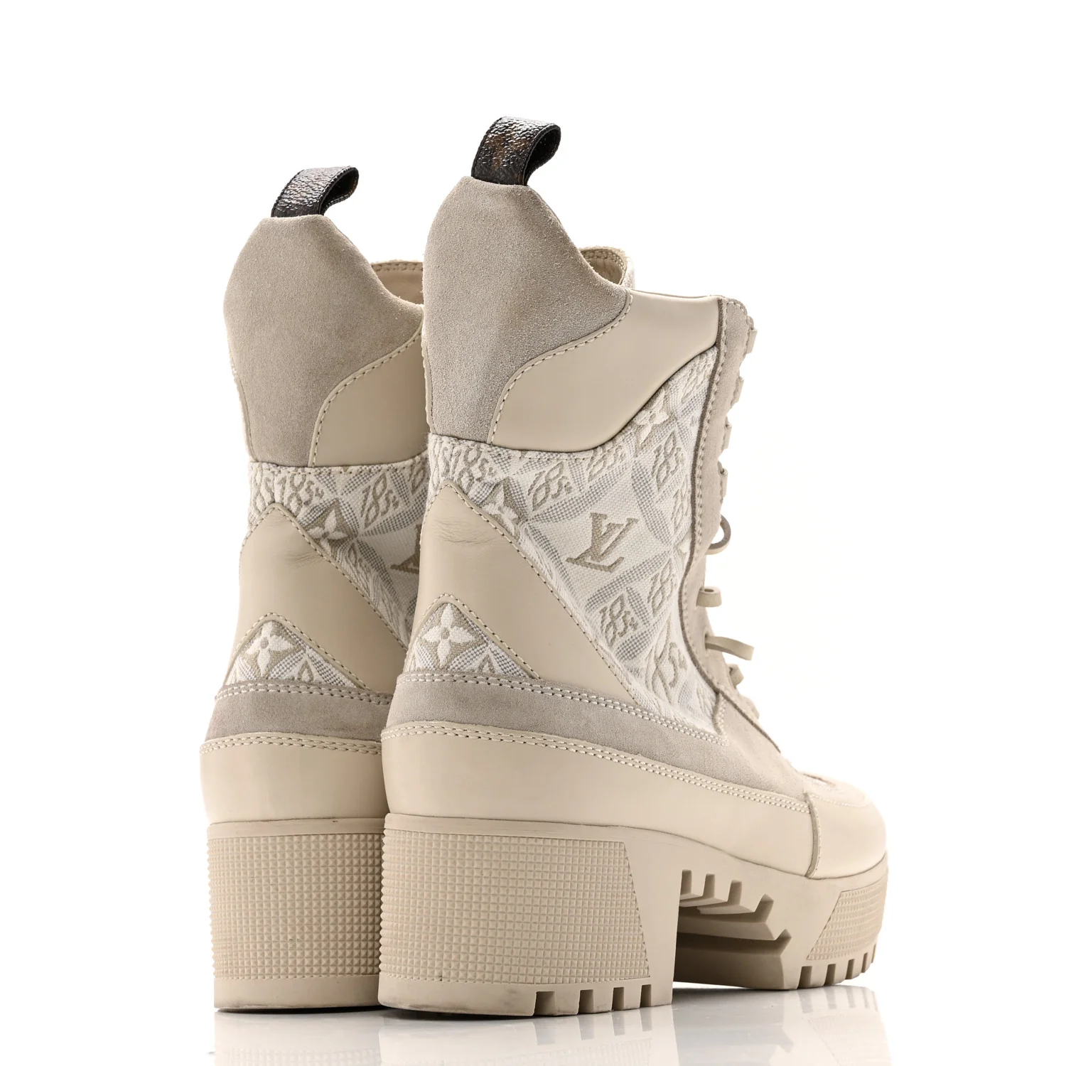 Suede Calfskin Jacquard Since 1854 Laureate Platform Desert Boots 37.5 Beige - Image 5