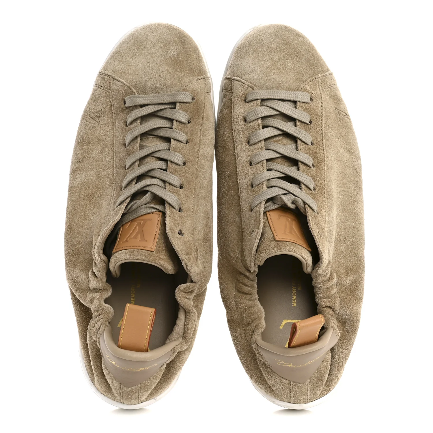 Suede Calfskin LV Soft Sneakers 9 Beige - Image 2