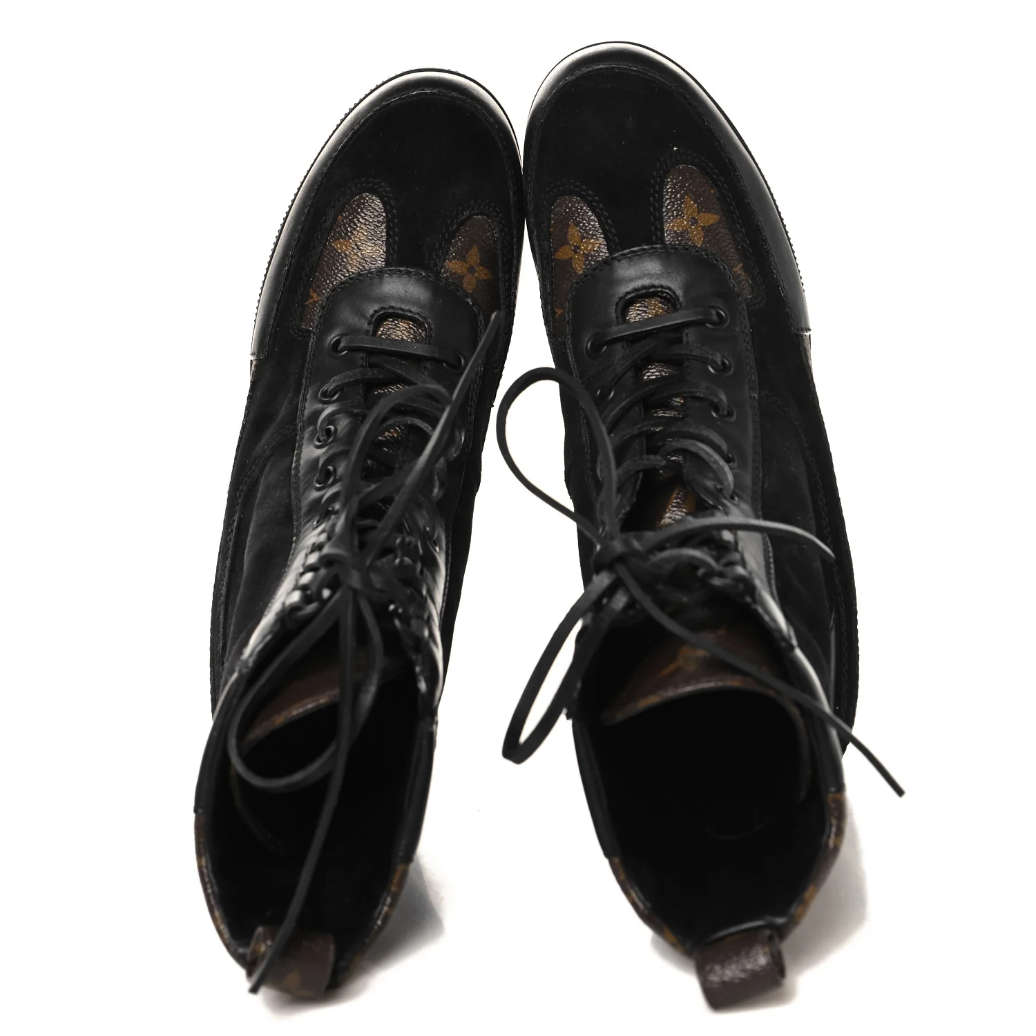 Suede Calfskin Monogram Laureate Platform Desert Boots 39.5 Black - Image 2