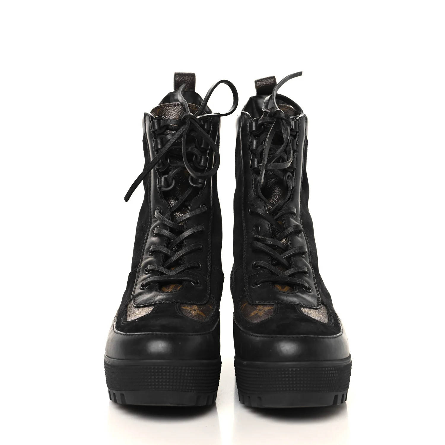 Suede Calfskin Monogram Laureate Platform Desert Boots 39.5 Black - Image 3