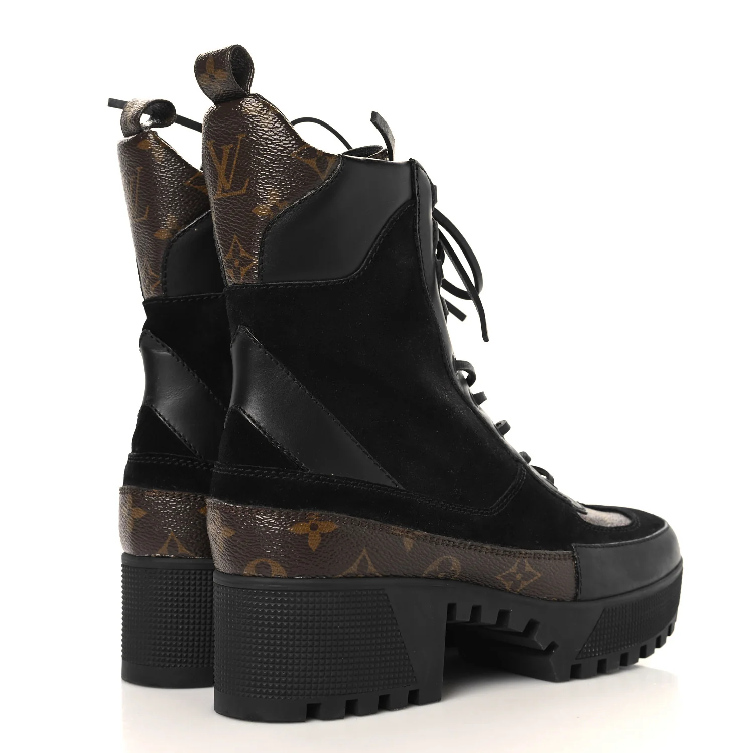 Suede Calfskin Monogram Laureate Platform Desert Boots 39.5 Black - Image 5
