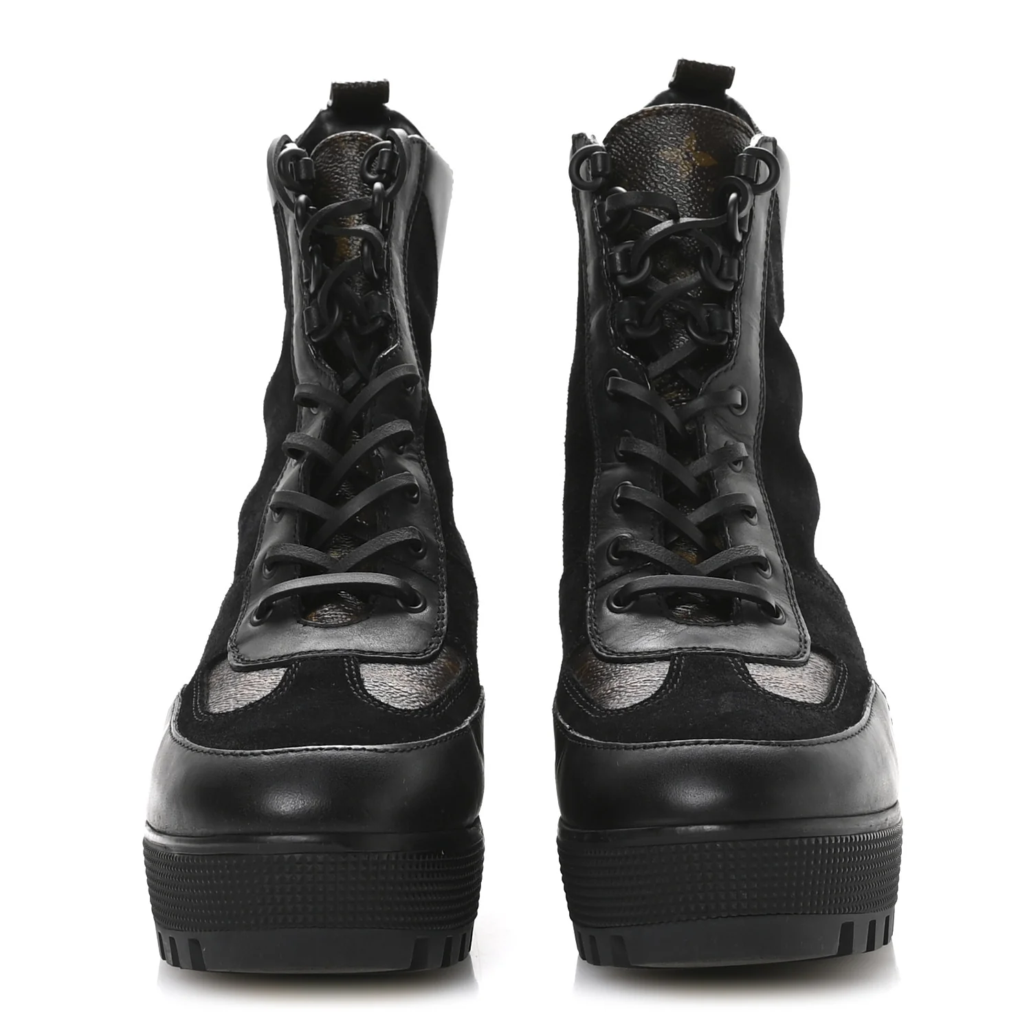 Suede Calfskin Monogram Laureate Platform Desert Boots 40.5 Black - Image 3