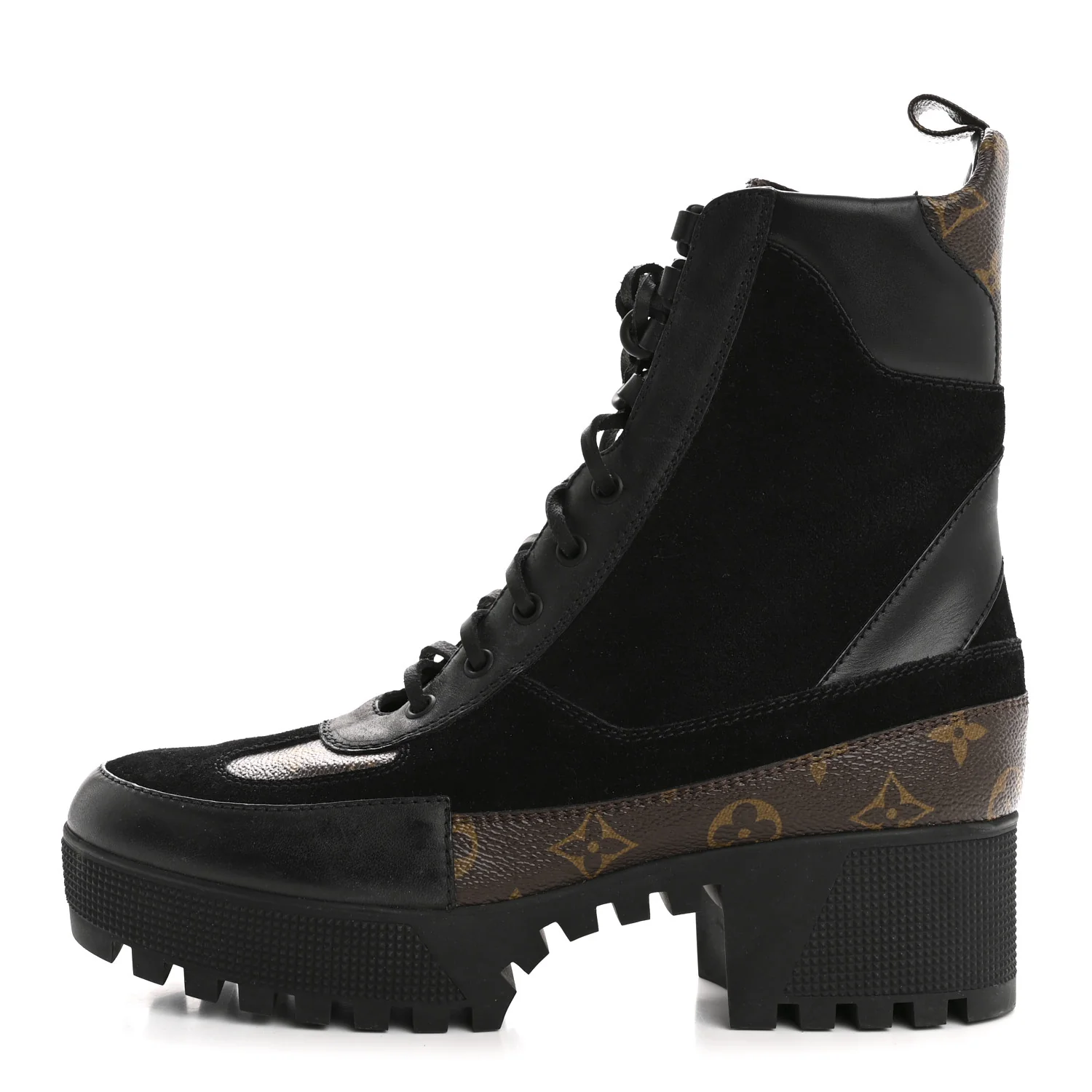 Suede Calfskin Monogram Laureate Platform Desert Boots 41 Black