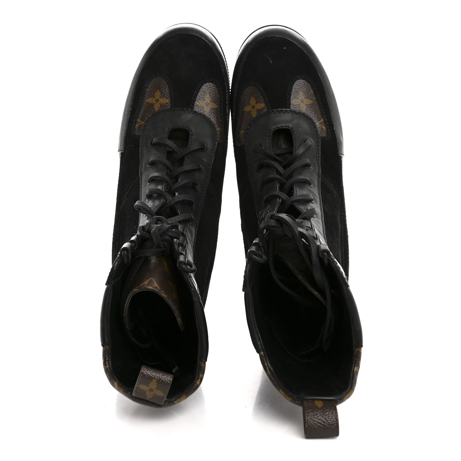 Suede Calfskin Monogram Laureate Platform Desert Boots 41 Black - Image 2