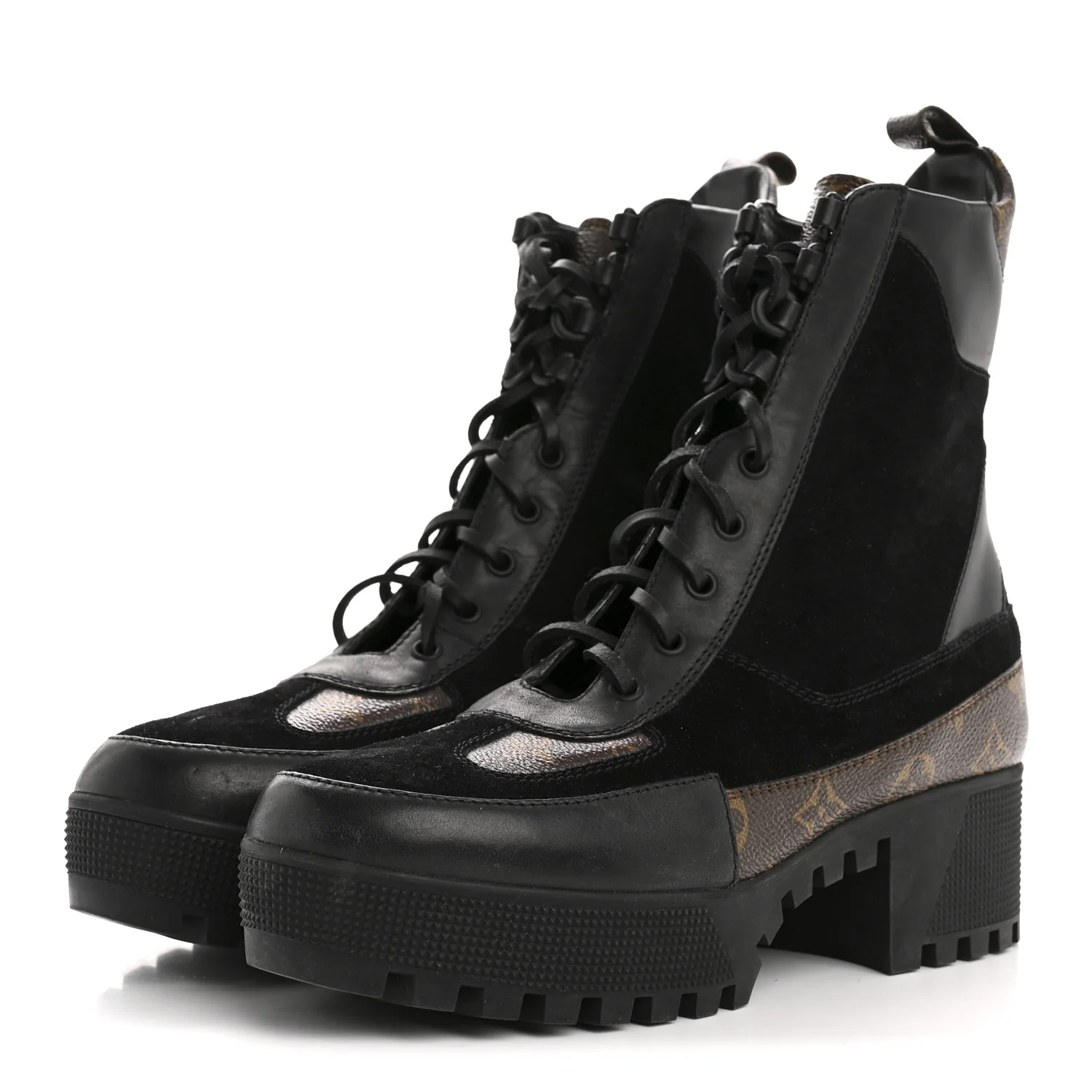 Suede Calfskin Monogram Laureate Platform Desert Boots 41 Black - Image 4