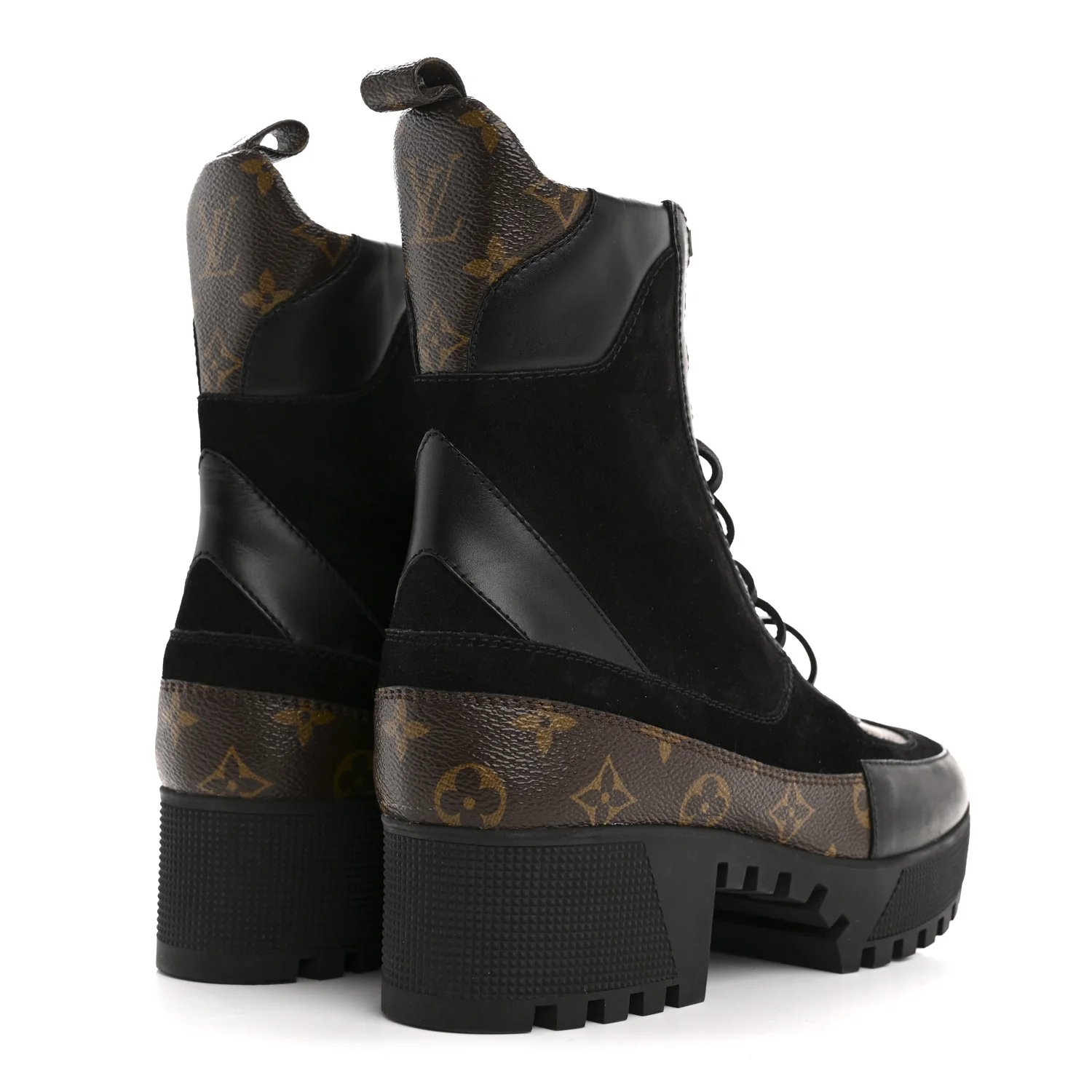 Suede Calfskin Monogram Laureate Platform Desert Boots 41 Black - Image 5
