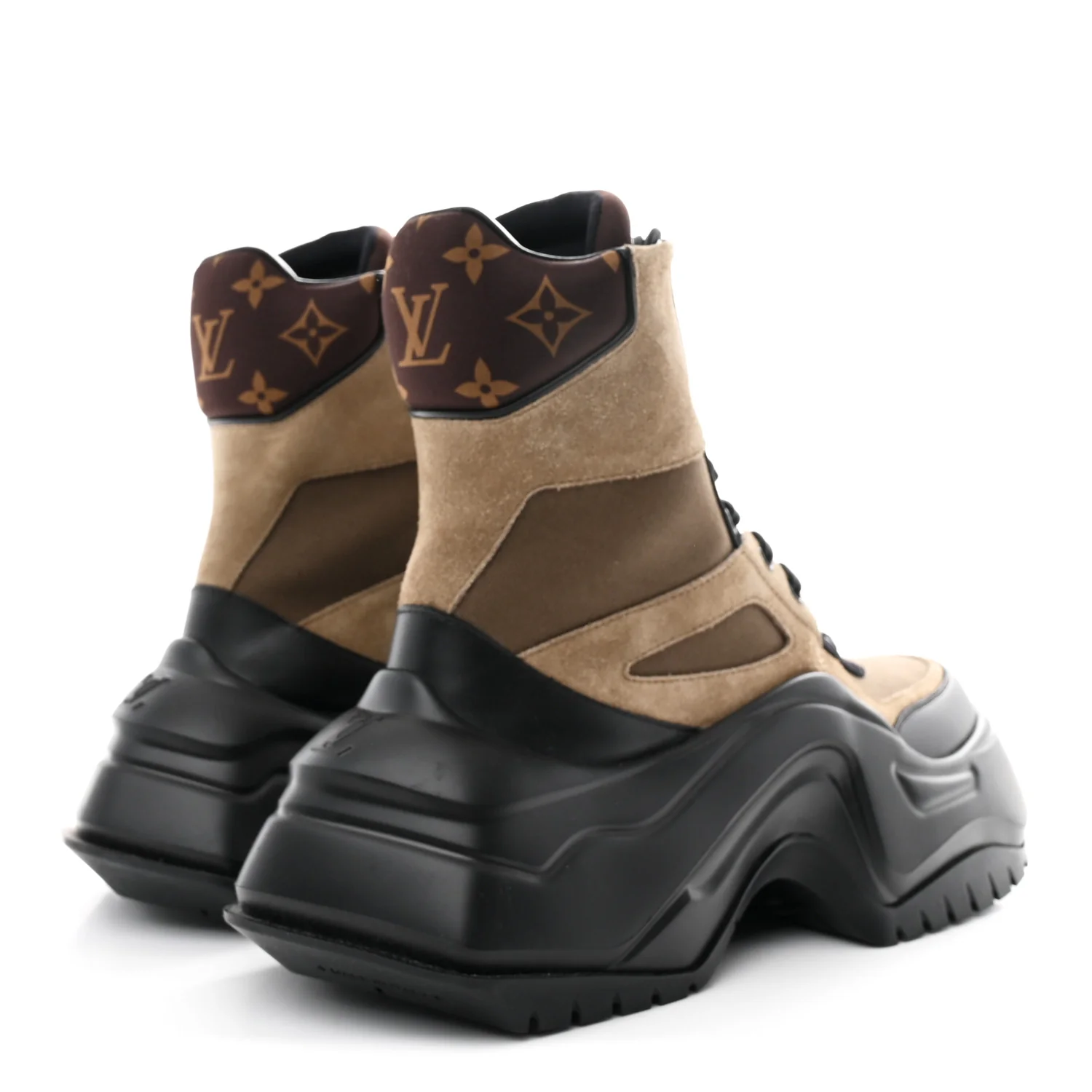 Suede Calfskin Monogram LV Archlight 2.0 Platform Ankle Boots 38 Kaki - Image 5