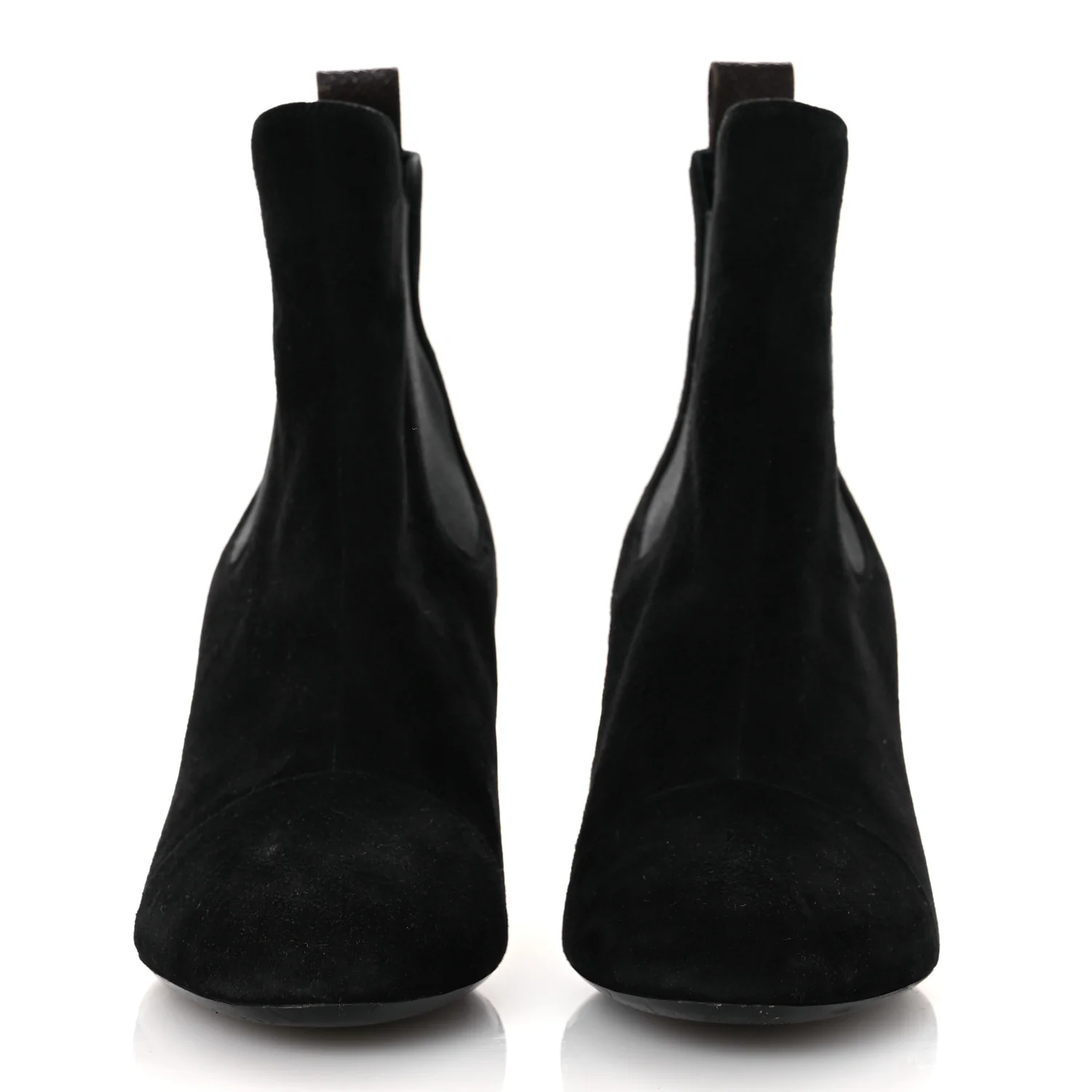 Suede Monogram Uniformes Cap Toe Chelsea 75mm Ankle Boots 37.5 Black - Image 3