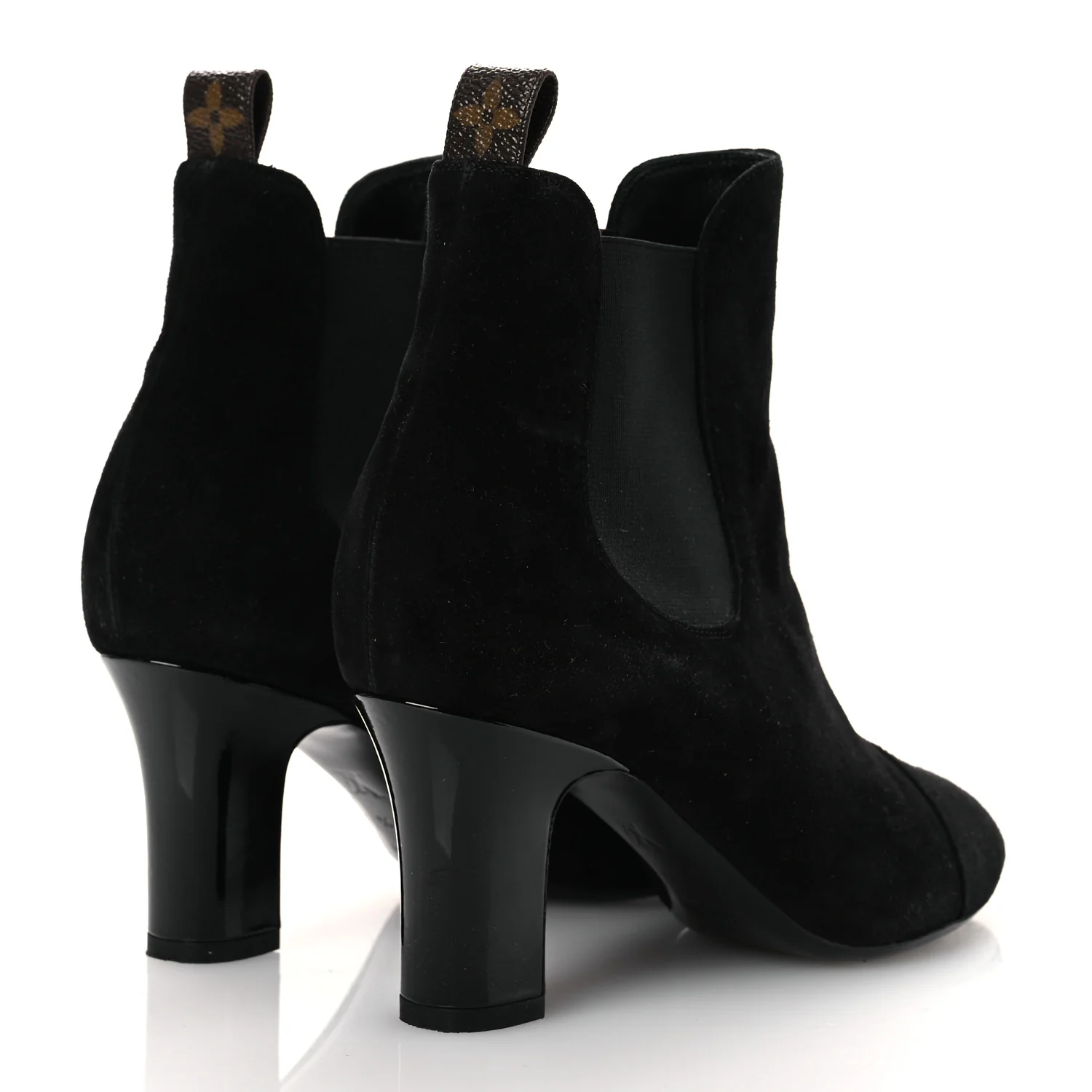 Suede Monogram Uniformes Cap Toe Chelsea 75mm Ankle Boots 37.5 Black - Image 5