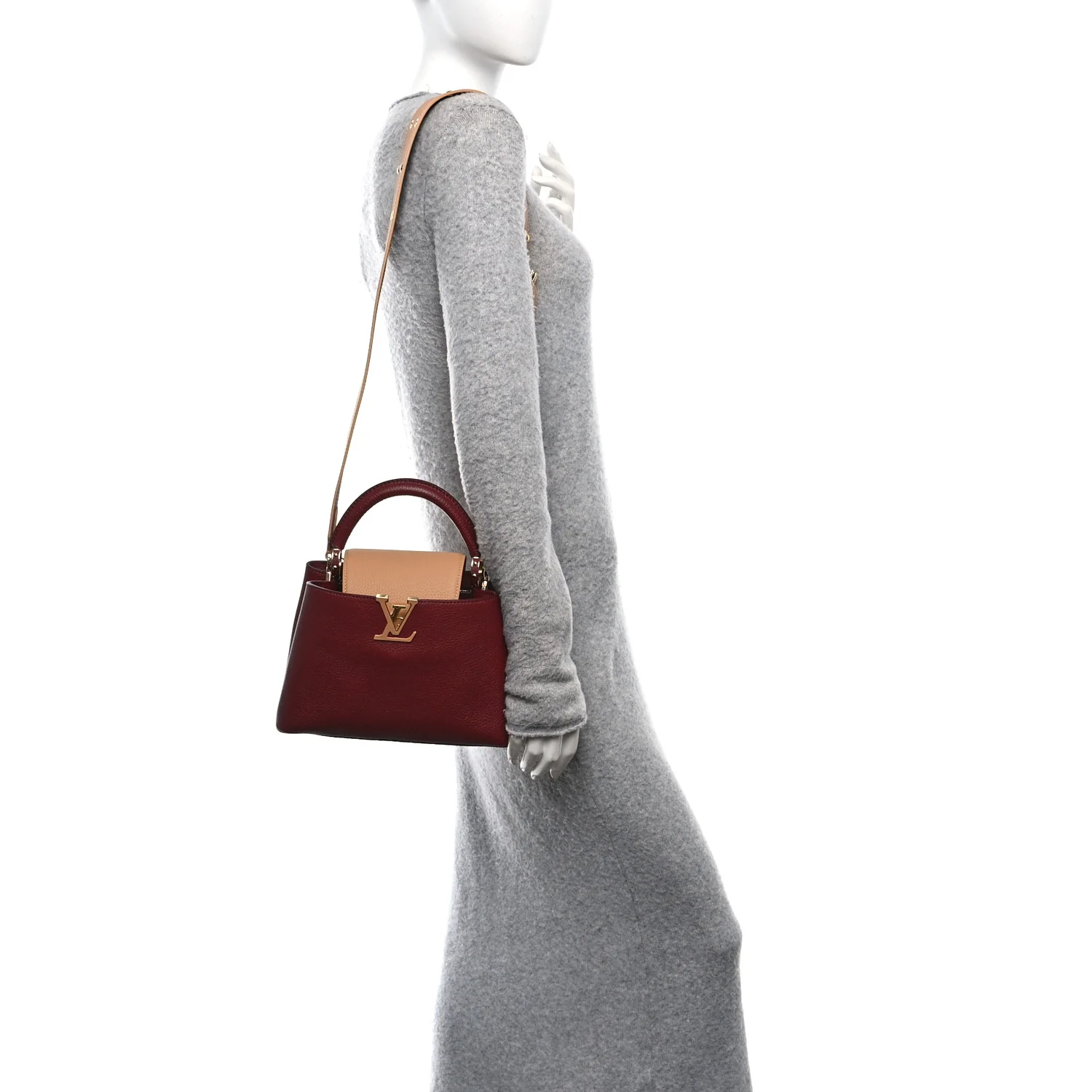 Taurillon Belted Capucines BB Bordeaux Arizona - Image 2