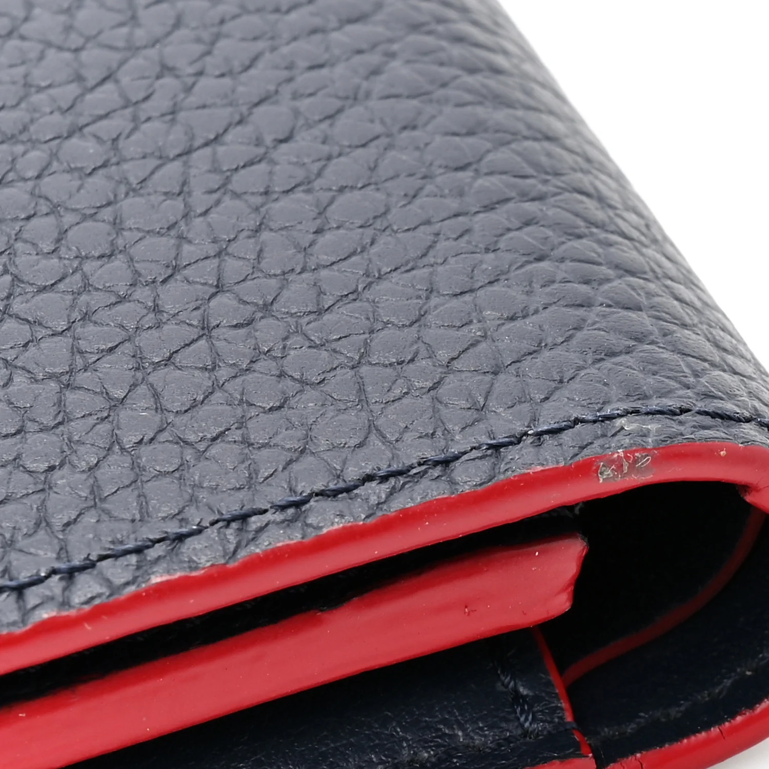 Taurillon Capucines Compact Wallet Marine Rouge - Image 20