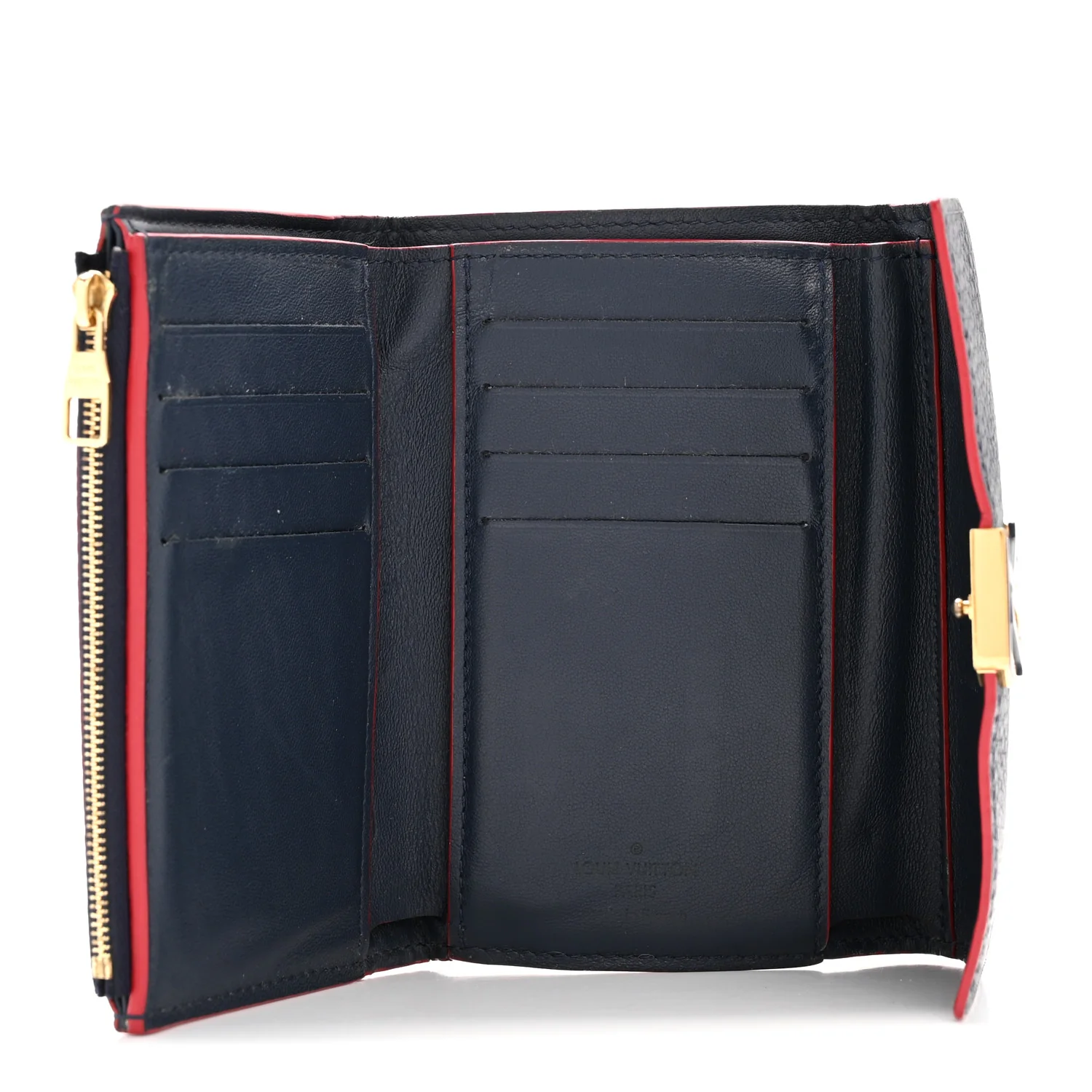 Taurillon Capucines Compact Wallet Marine Rouge - Image 5