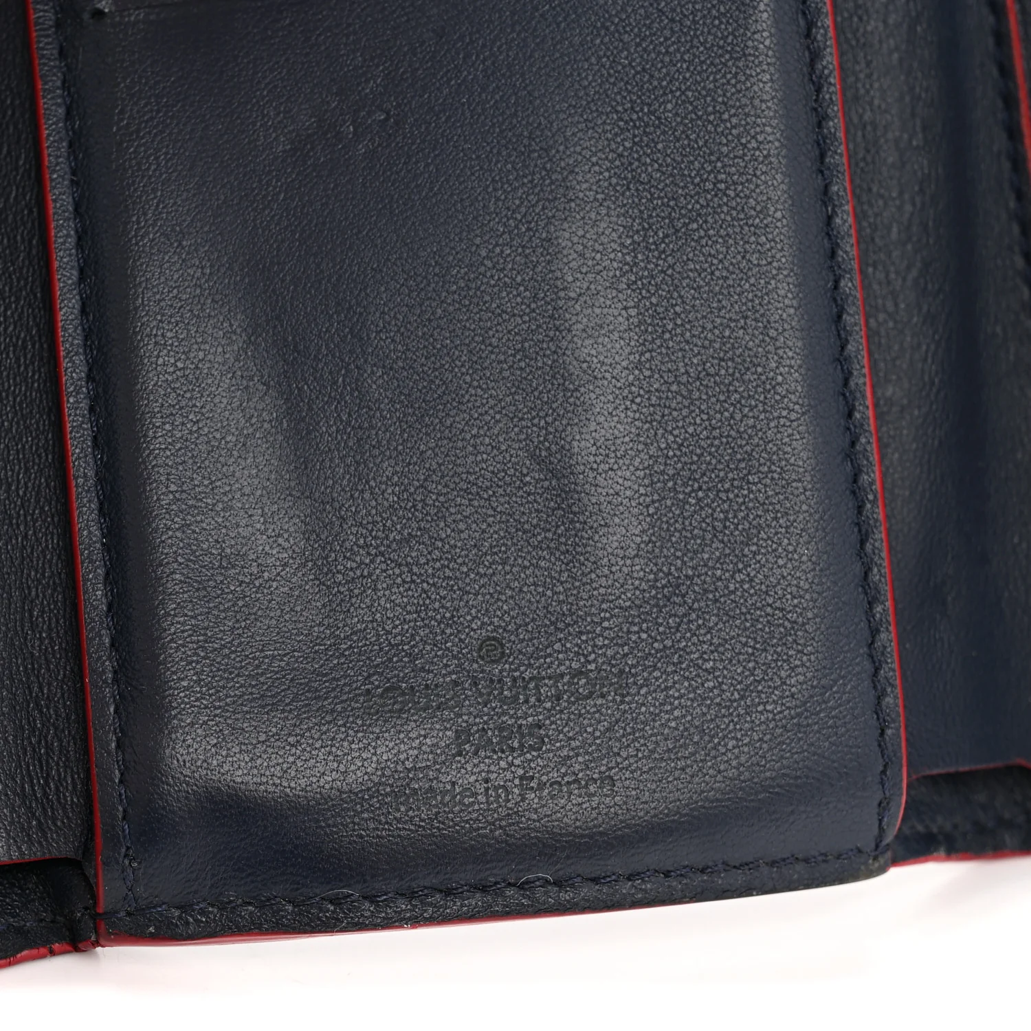 Taurillon Capucines Compact Wallet Marine Rouge - Image 6