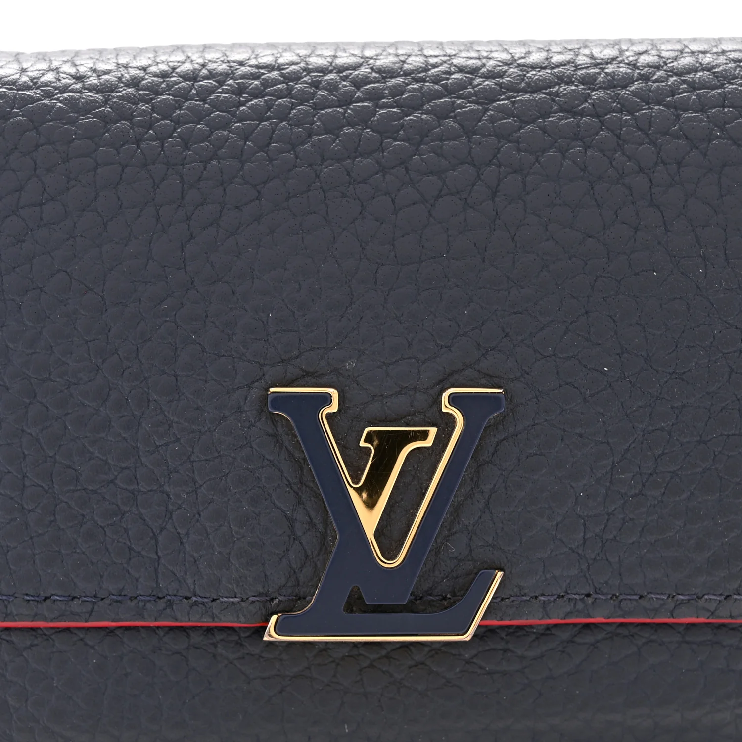 Taurillon Capucines Compact Wallet Marine Rouge - Image 8