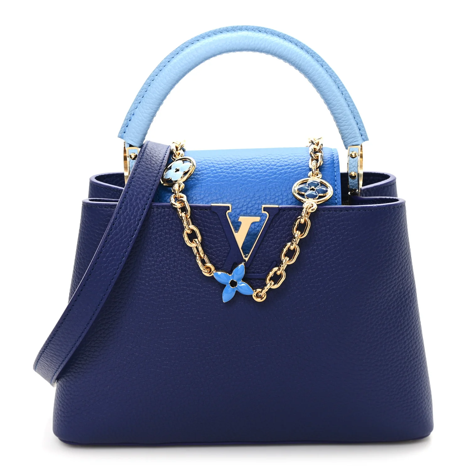 Taurillon Enamel Flower Chain Capucines BB Blue
