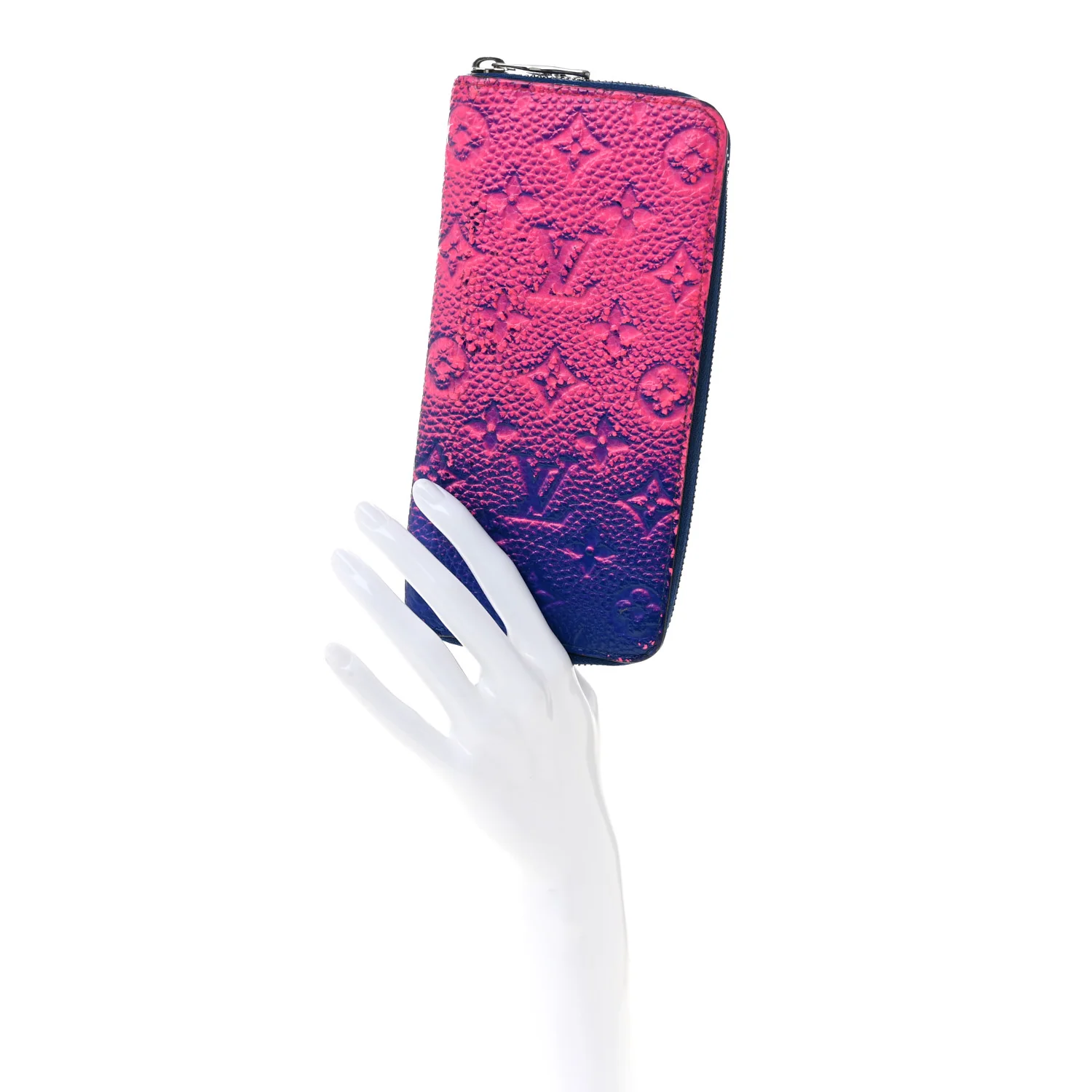 Taurillon Illusion Zippy Vertical Wallet Bleu Rose - Image 2