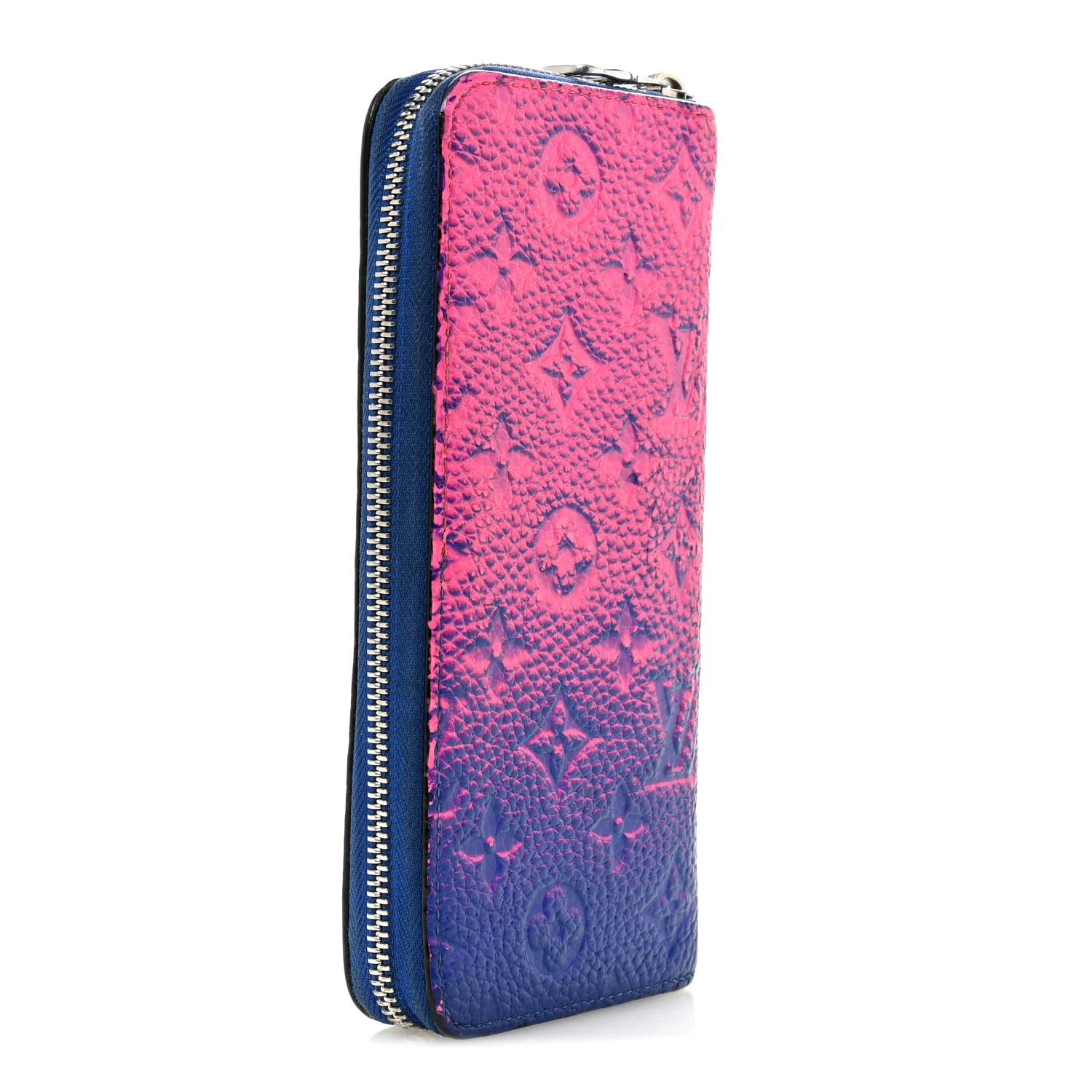 Taurillon Illusion Zippy Vertical Wallet Bleu Rose - Image 3