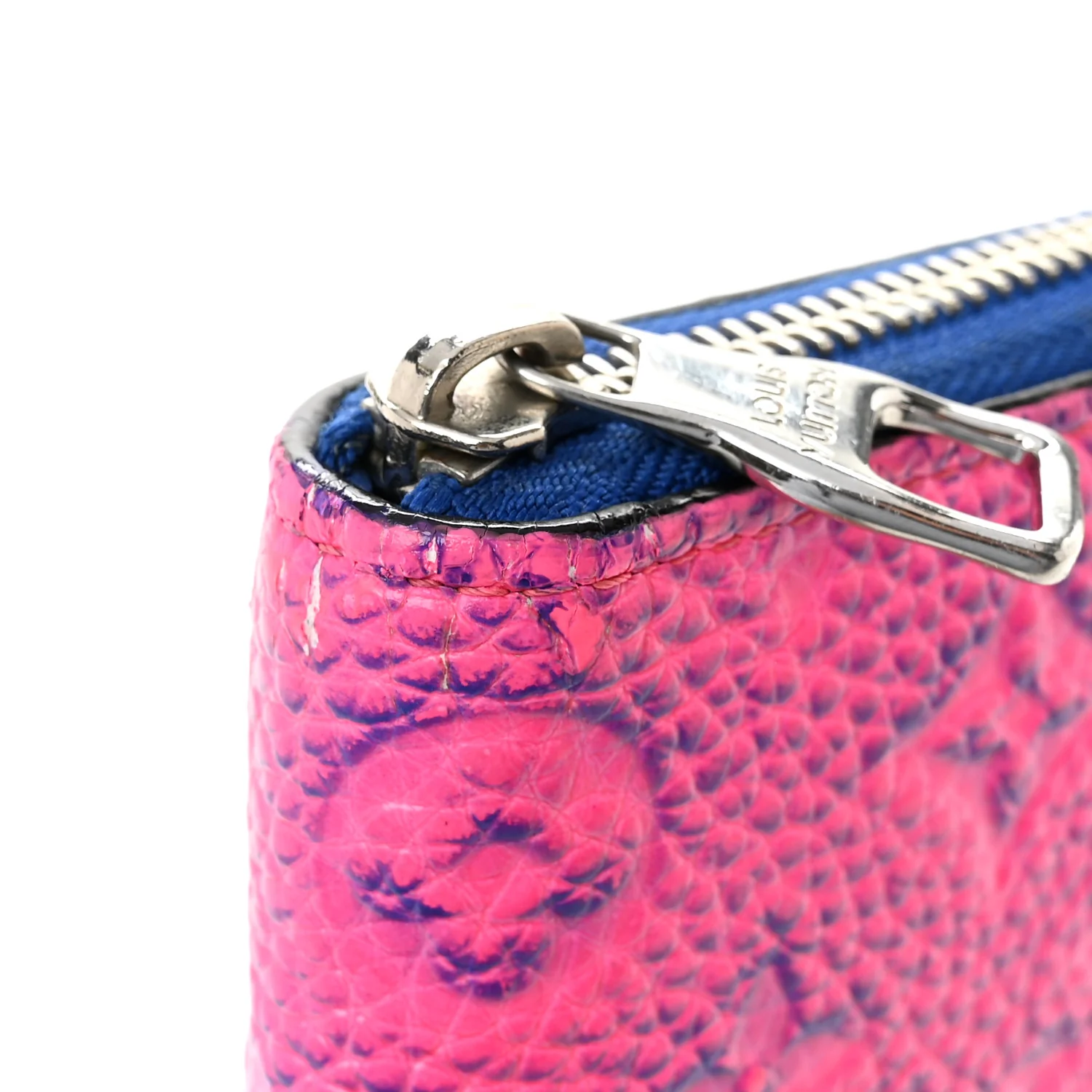 Taurillon Illusion Zippy Vertical Wallet Bleu Rose - Image 7